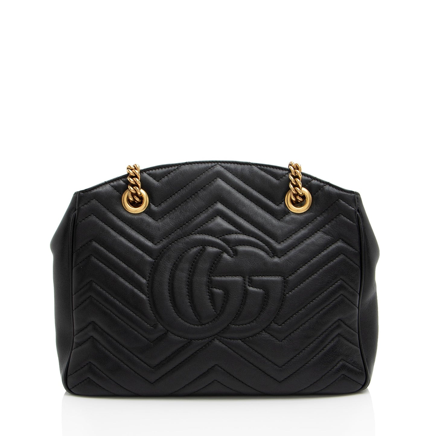 Gucci GG Marmont Open SHF-iImF5c Matelasse Calfskin Black Medium Shoulder Bag