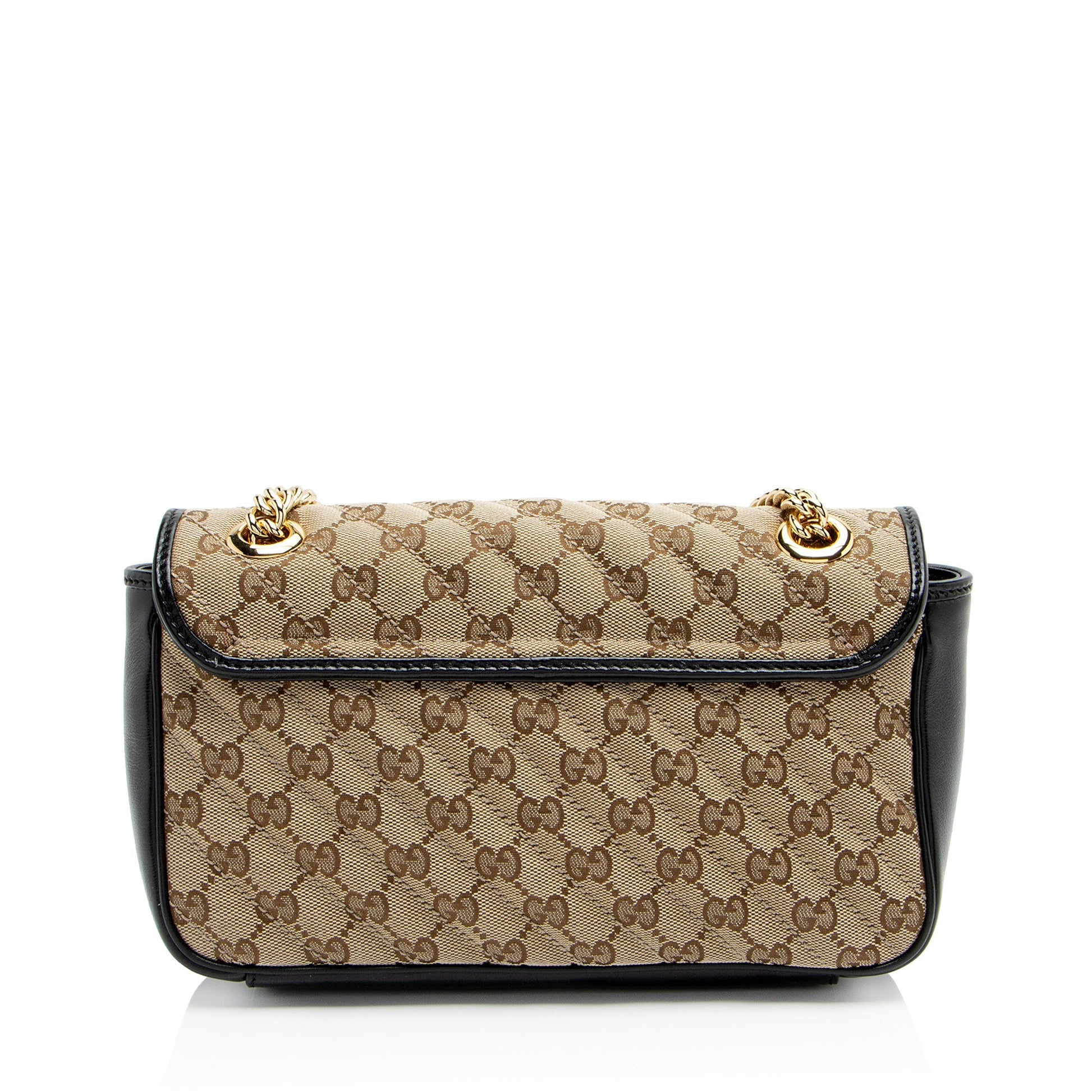 Gucci GG Marmont Flap Matelasse Leather Canvas Black Crossbody Bag Shoulder Bag