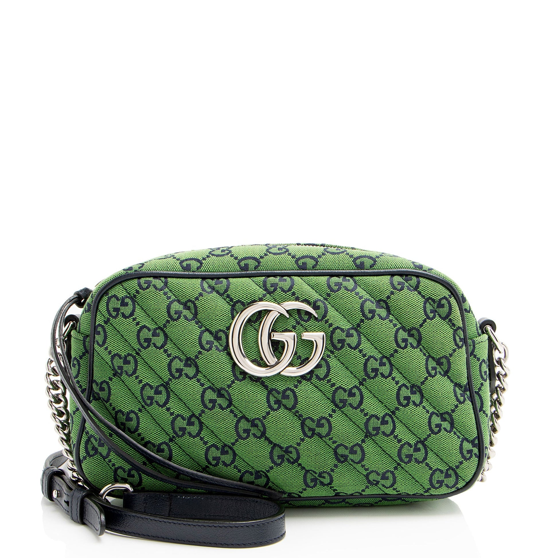 Gucci GG Marmont Matelasse Leather Canvas Blue Crossbody Bag