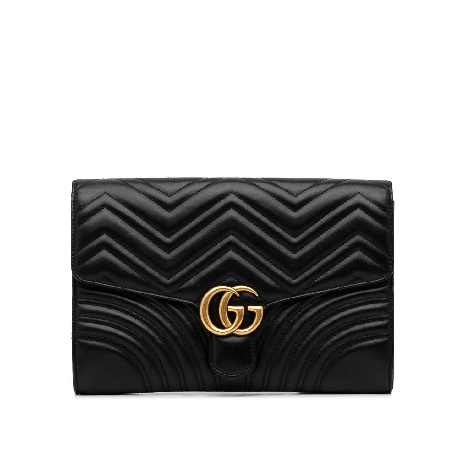 Gucci GG Marmont SHG-y2VUML Matelasse Calf Black Clutch Bag