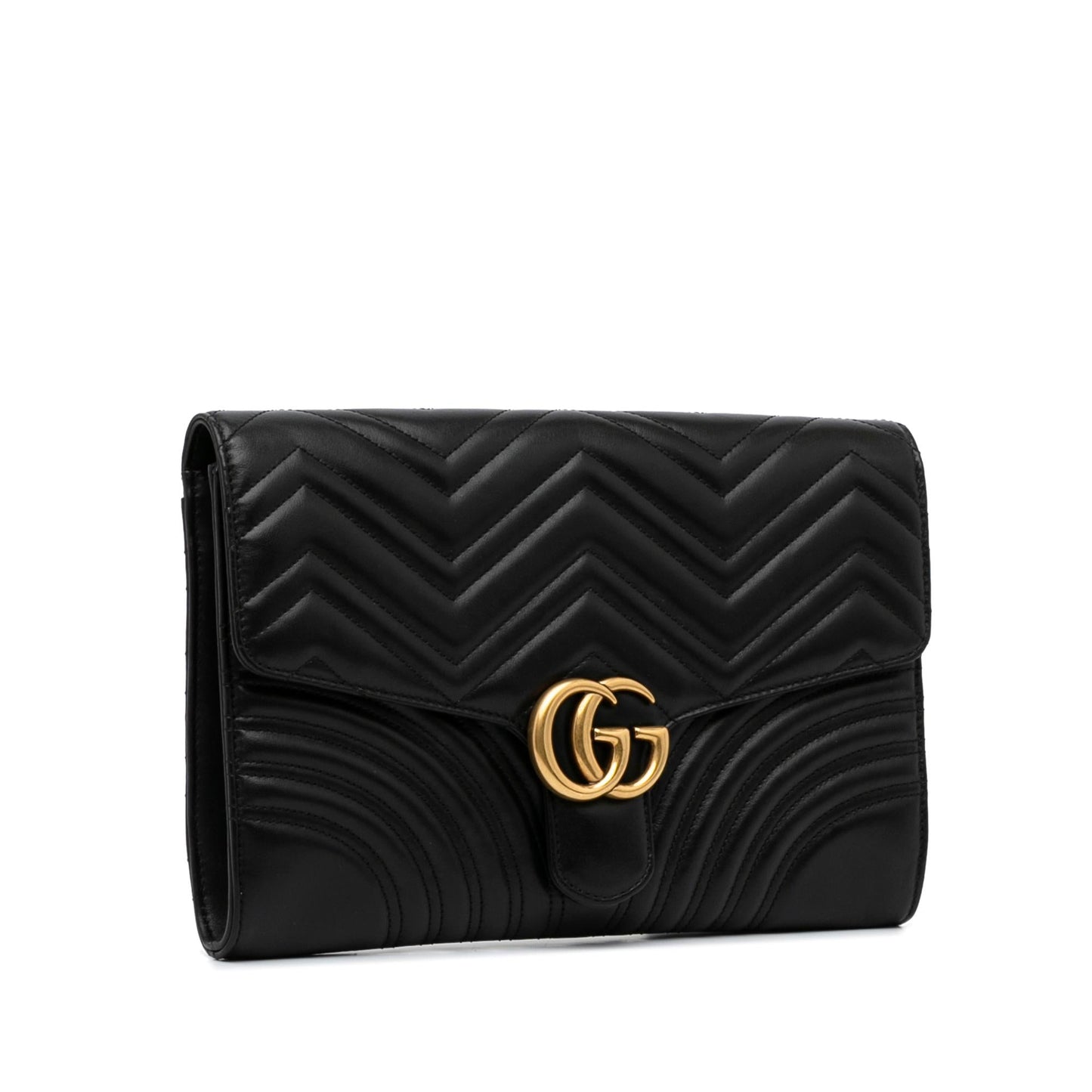 Gucci GG Marmont SHG-y2VUML Matelasse Calf Black Clutch Bag