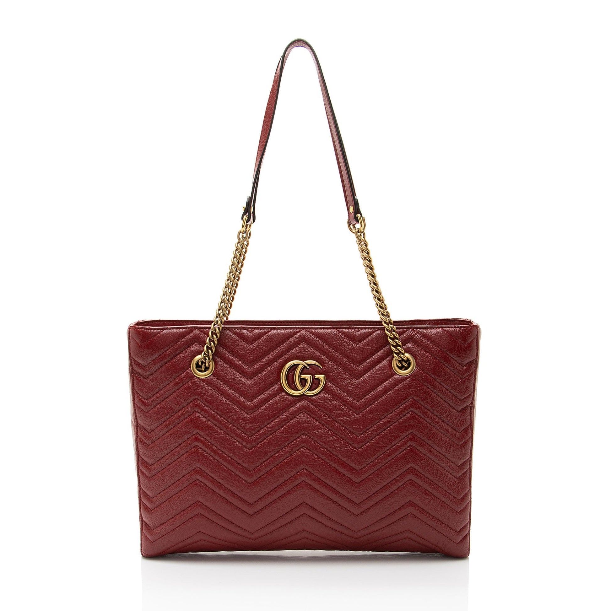 Gucci GG Marmont Matelasse Leather Red Medium Tote Bag