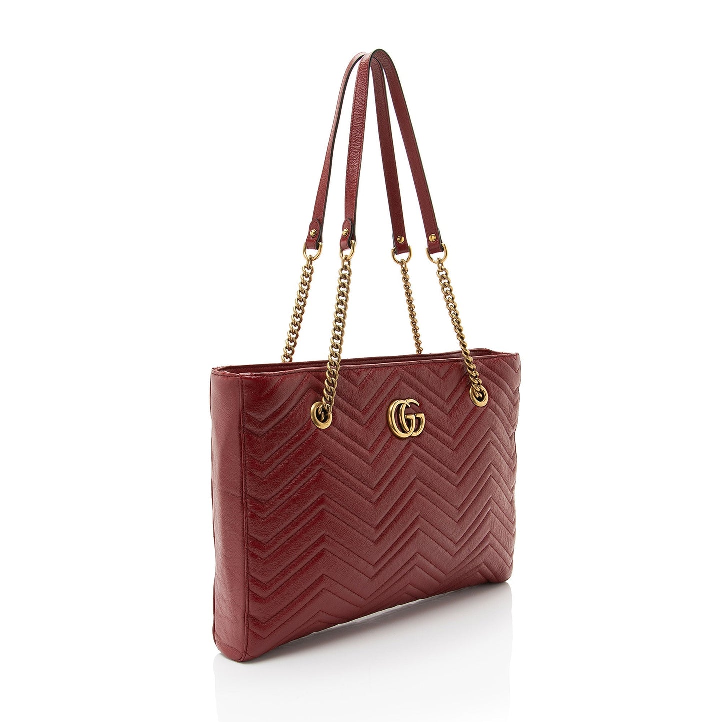 Gucci GG Marmont Matelasse Leather Red Medium Tote Bag