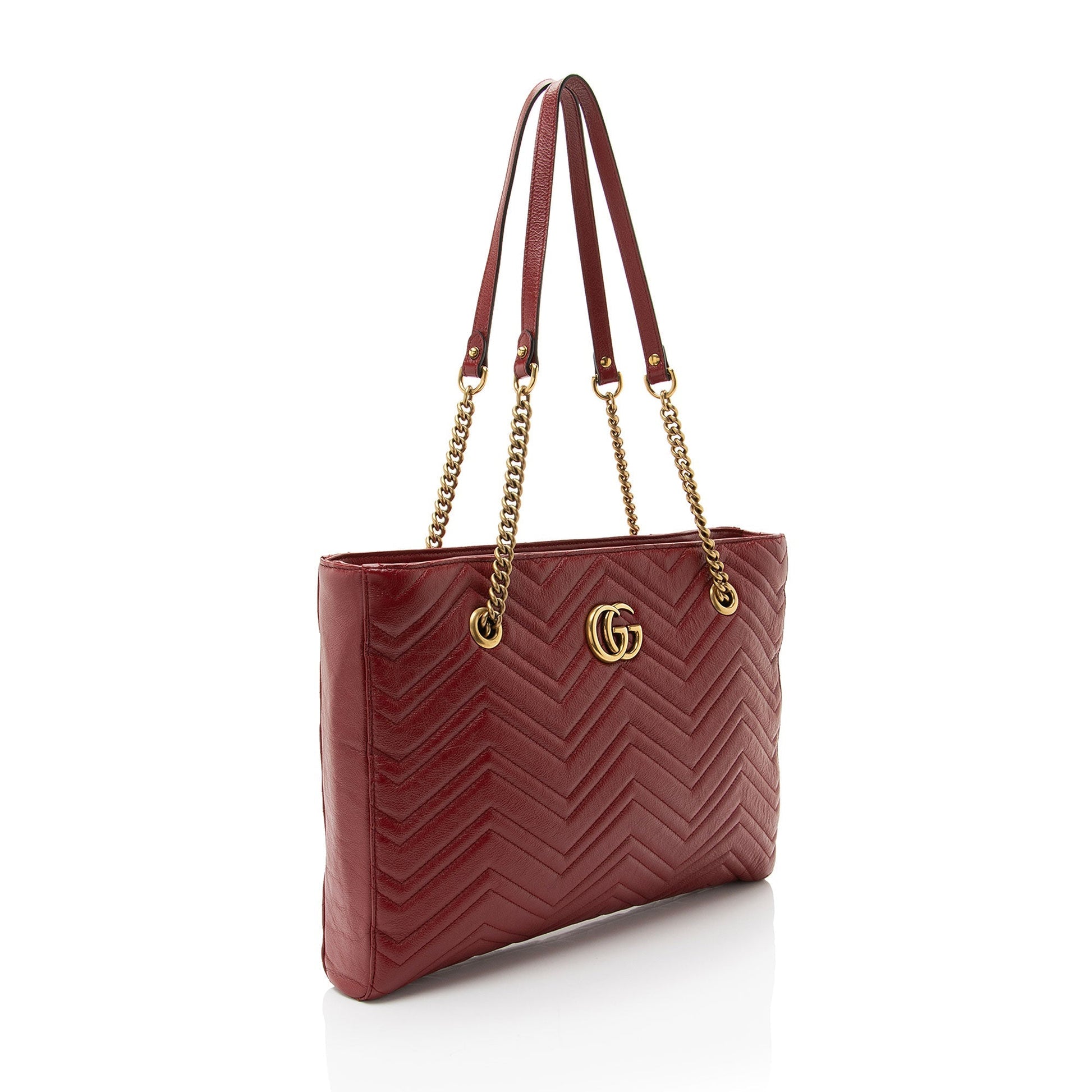 Gucci GG Marmont Matelasse Leather Red Medium Tote Bag