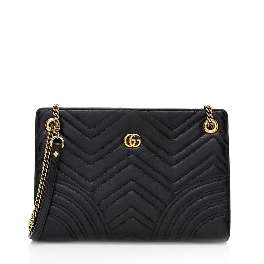 Gucci GG Marmont SHF Matelasse Leather Black Small Tote Bag