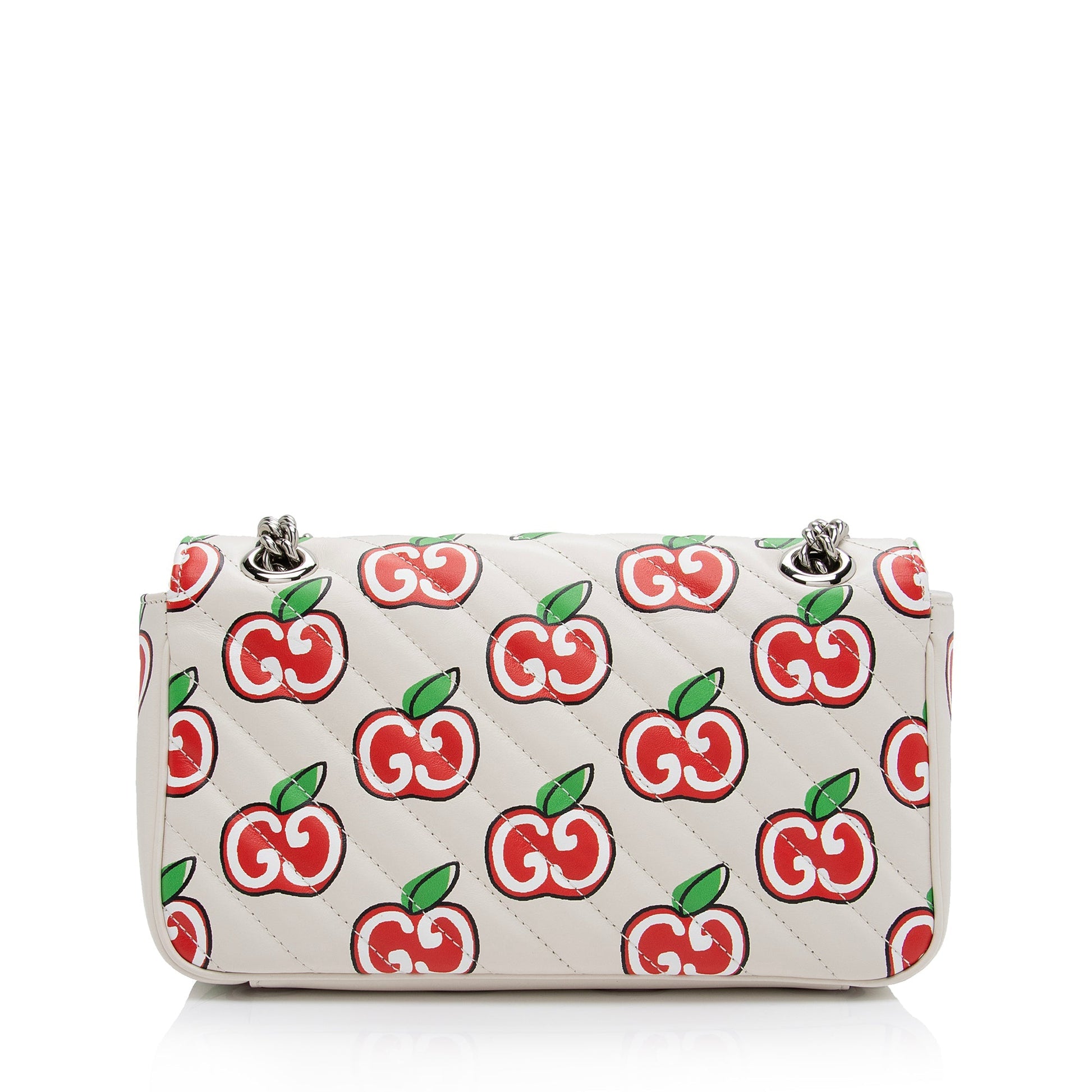 Gucci Apple GG Marmont SHF-RyDLUZ Matelasse Monogram Leather White Crossbody Bag
