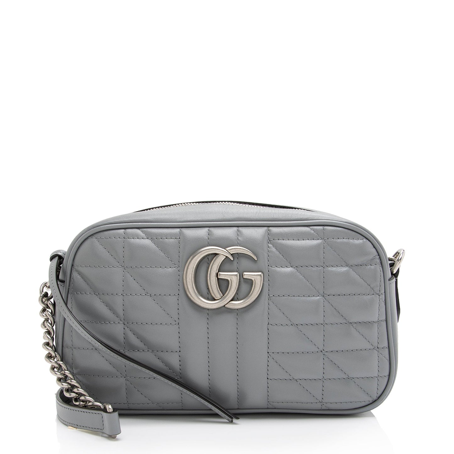Gucci Aria GG Marmont SHF-ftU2zH Matelasse Leather Grey Small Crossbody Bag