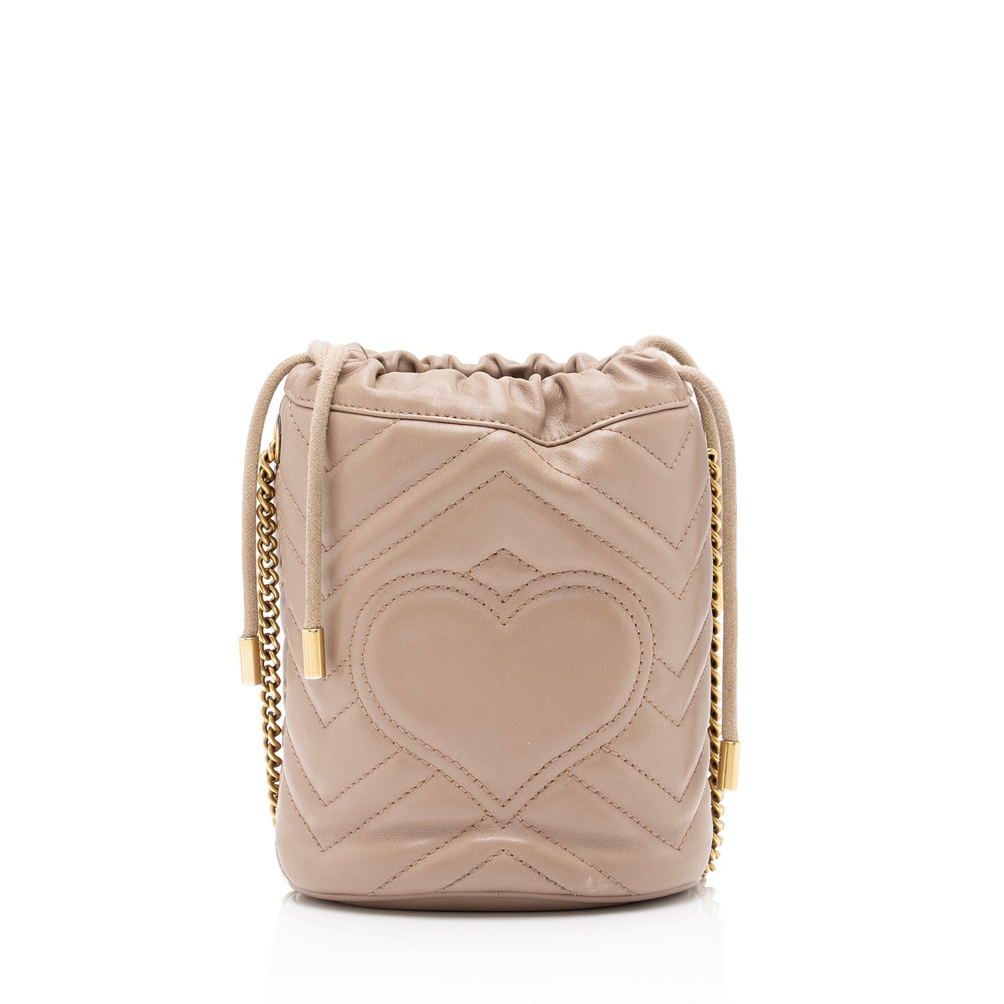 Gucci GG Marmont 2.0 Bucket SHF-lPtWr7 Matelasse Leather Beige Pink Crossbody Bag