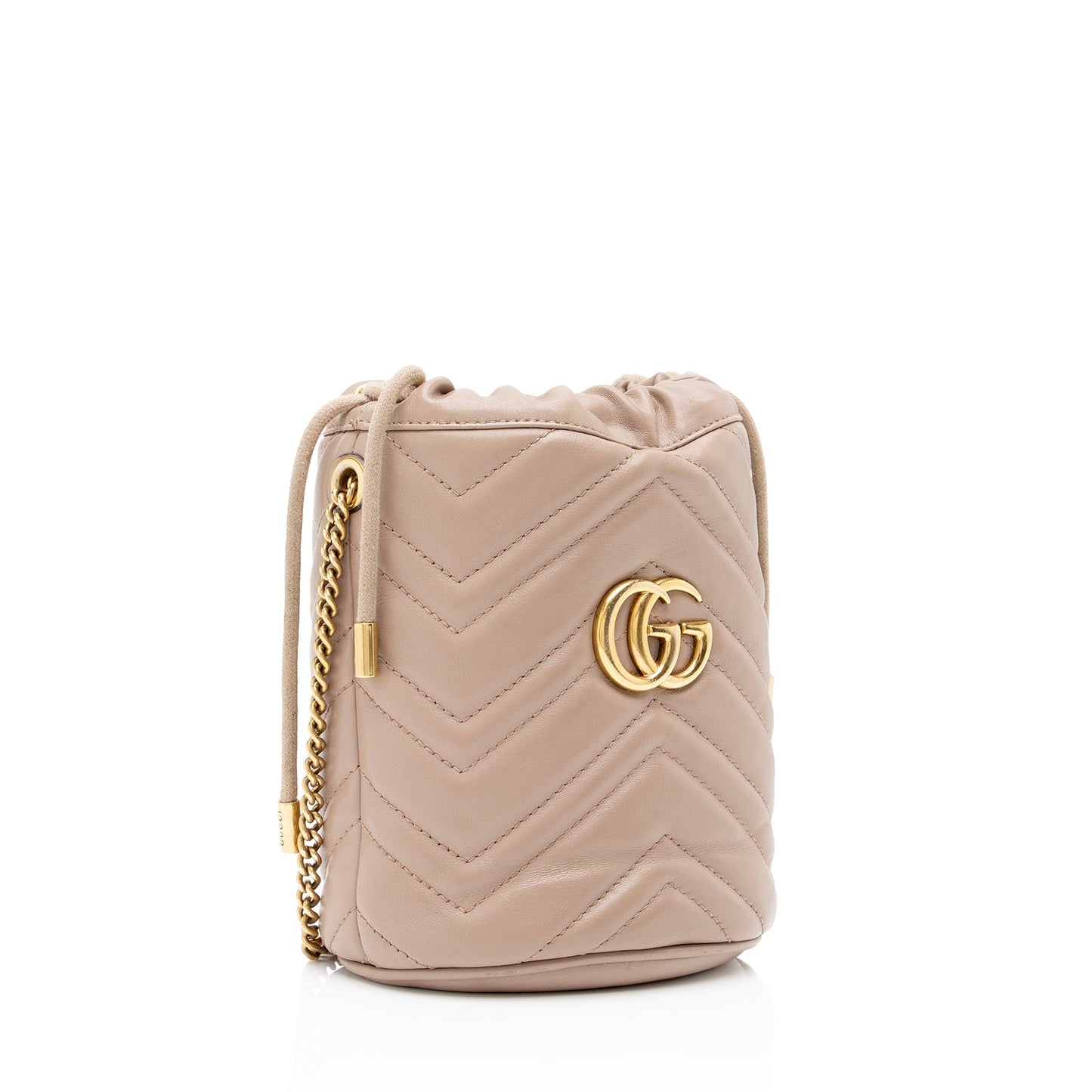 Gucci GG Marmont 2.0 Bucket SHF-lPtWr7 Matelasse Leather Beige Pink Crossbody Bag