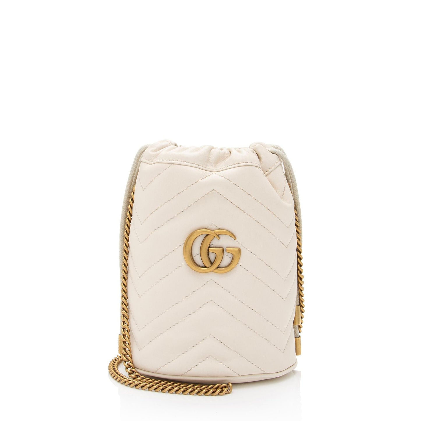 Gucci GG Marmont Bucket SHF-OKI41N Matelasse Leather White Mini Crossbody Bag