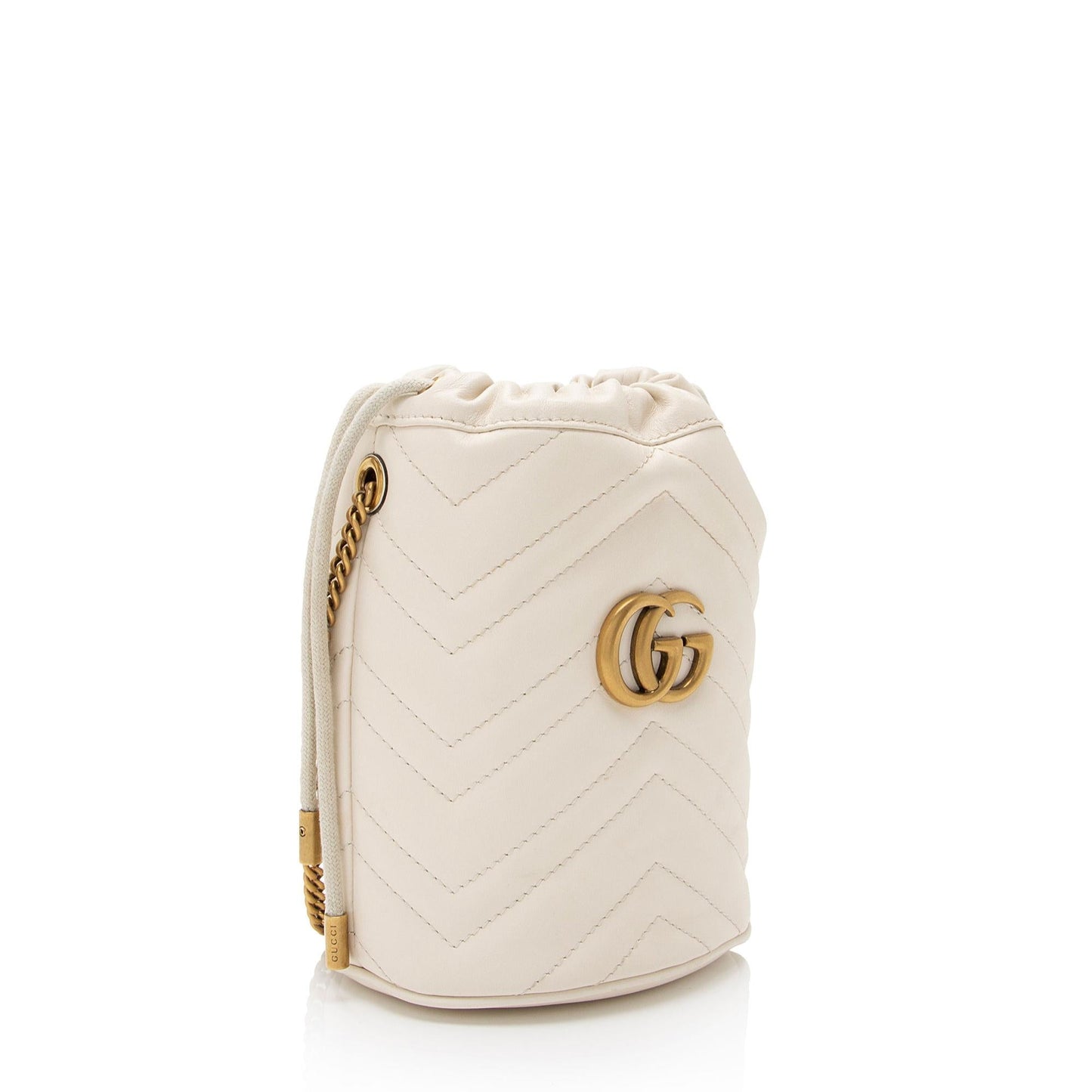 Gucci GG Marmont Bucket SHF-OKI41N Matelasse Leather White Mini Crossbody Bag
