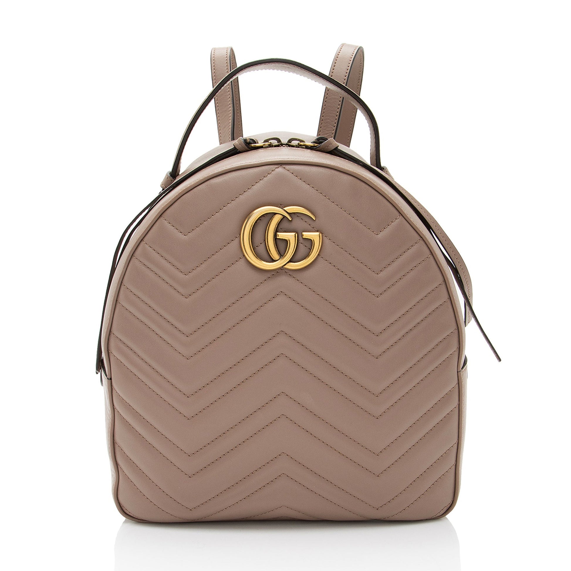 Gucci GG Marmont Backpack Matelasse Leather Brown Shoulder Bag Shf Fcxgqv