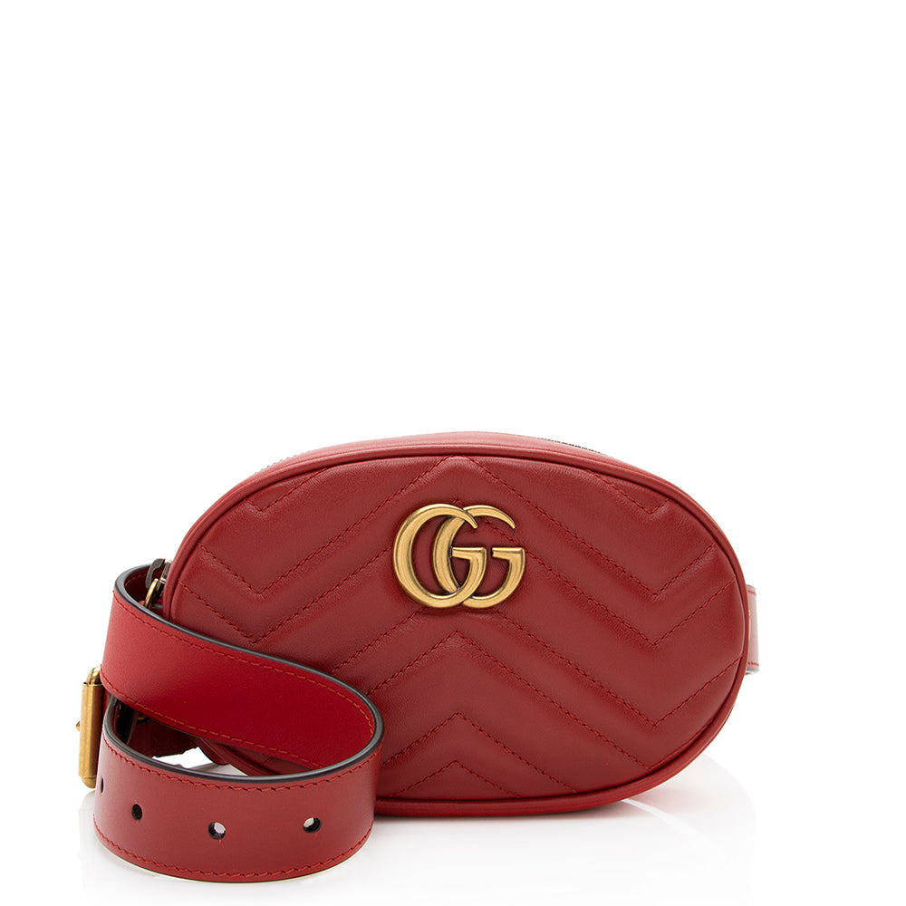 Gucci GG Marmont Belt - Size Matelasse Leather Red Accessory 85 Shf