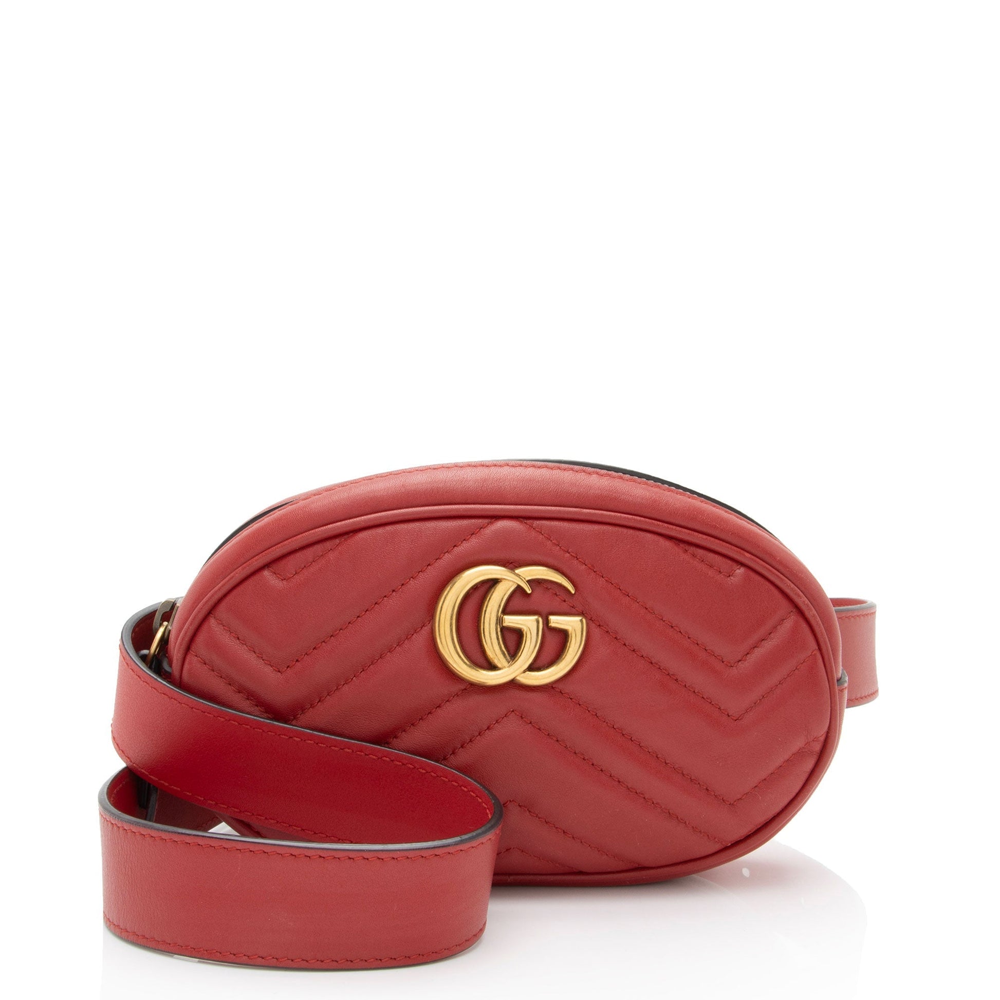 Gucci GG Marmont Belt - Size Matelasse Leather Red Accessory Shf 6Ayuwu