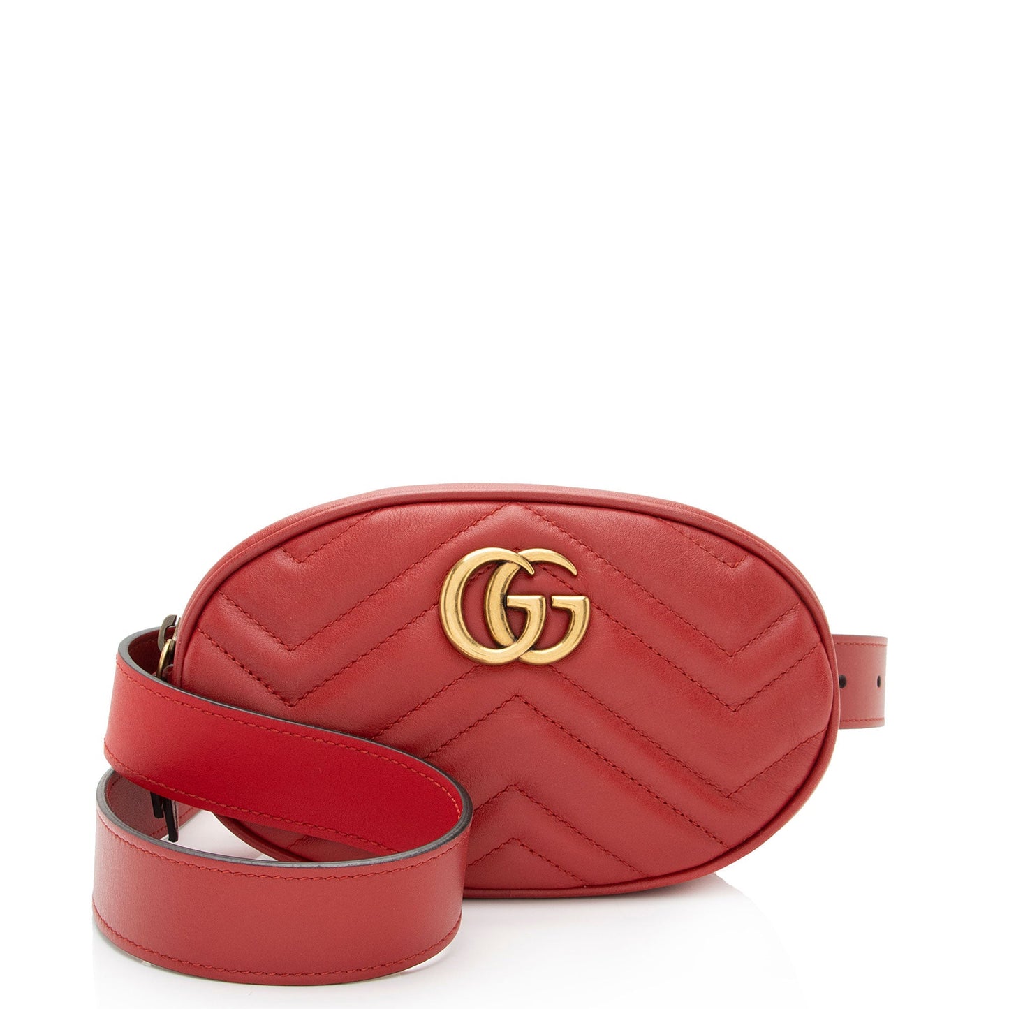 Gucci GG Marmont Belt - Size Matelasse Leather Red Accessory Shf V0S2Ar
