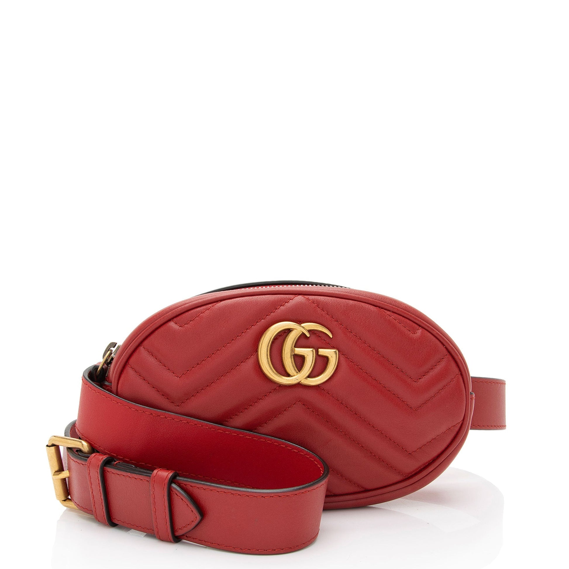 Gucci GG Marmont Belt - Size Matelasse Leather Red Accessory
