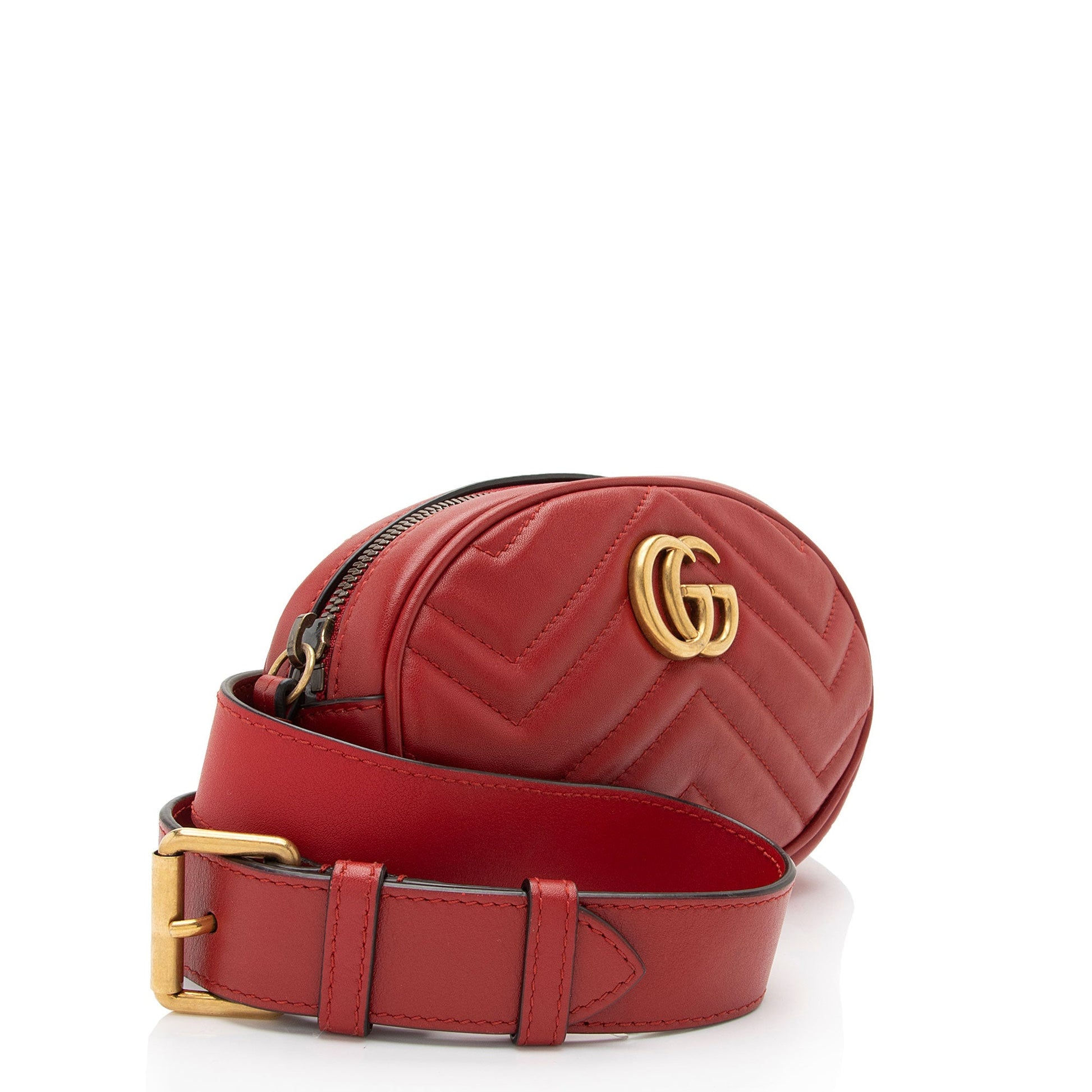 Gucci GG Marmont Belt - Size Matelasse Leather Red Accessory