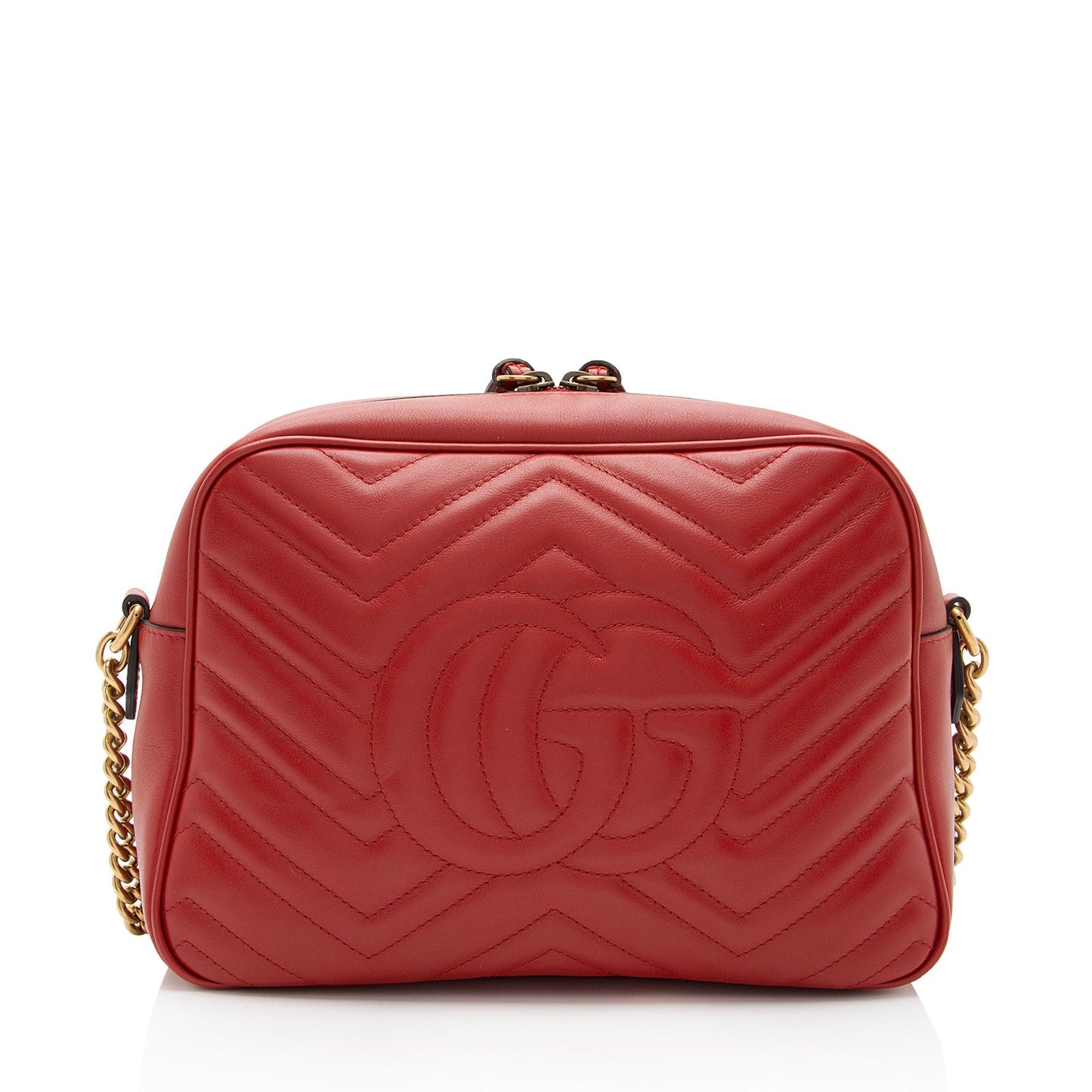 Gucci GG Marmont Chain SHF-a9tEkd Matelasse Leather Red Medium Crossbody Bag