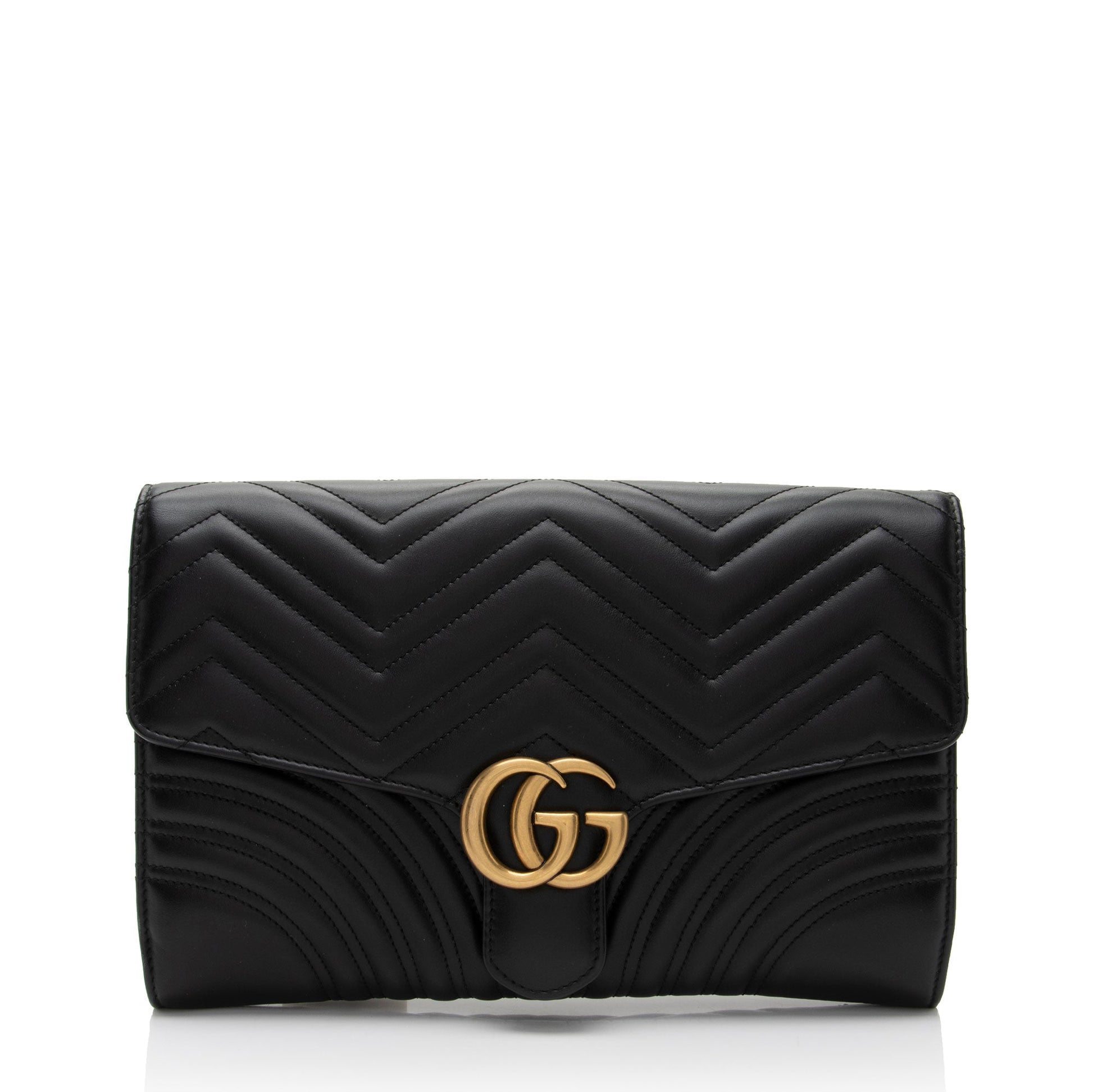 Gucci GG Marmont SHF-ZRS6E1 Matelasse Leather Black Clutch Bag