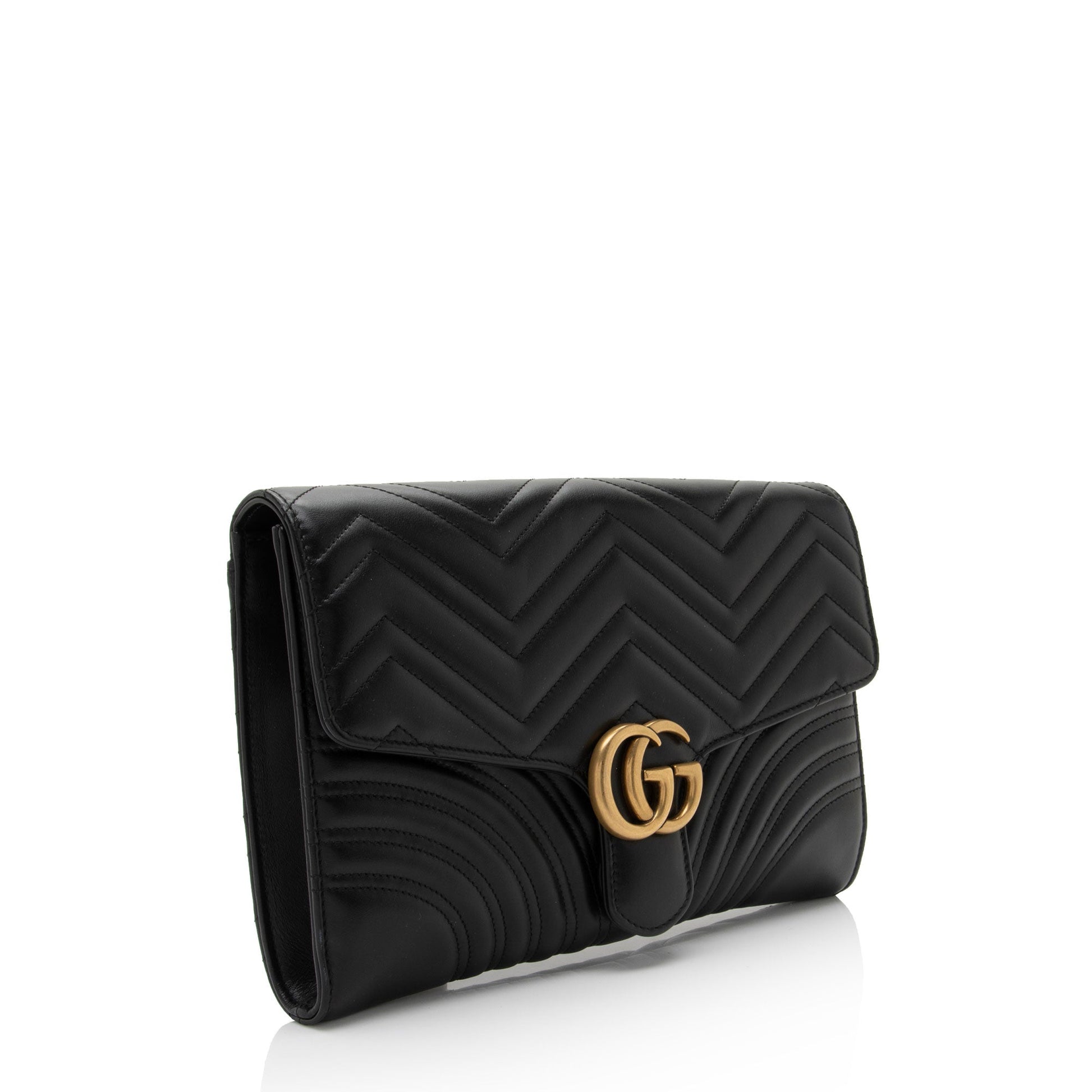 Gucci GG Marmont SHF-ZRS6E1 Matelasse Leather Black Clutch Bag