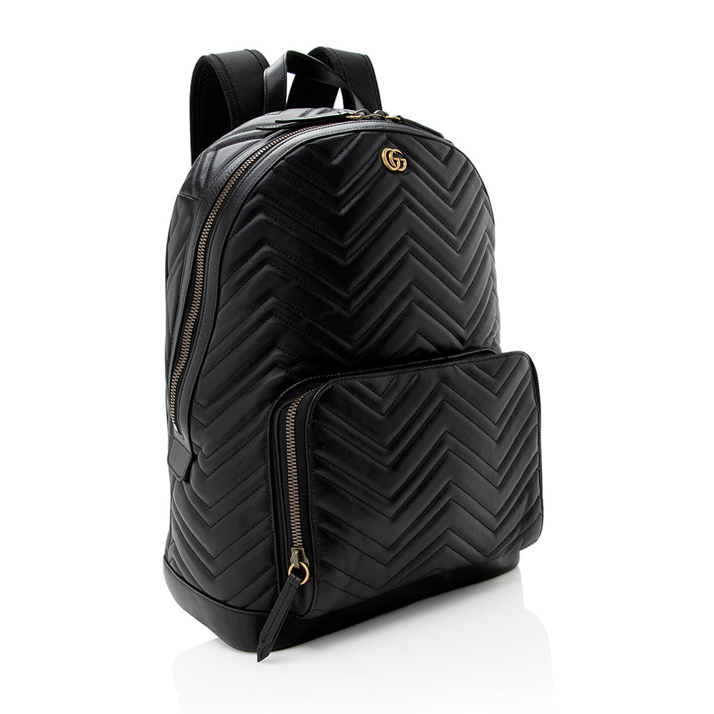 Gucci GG Marmont Day Backpack SHF Matelasse Leather Black Shoulder Bag