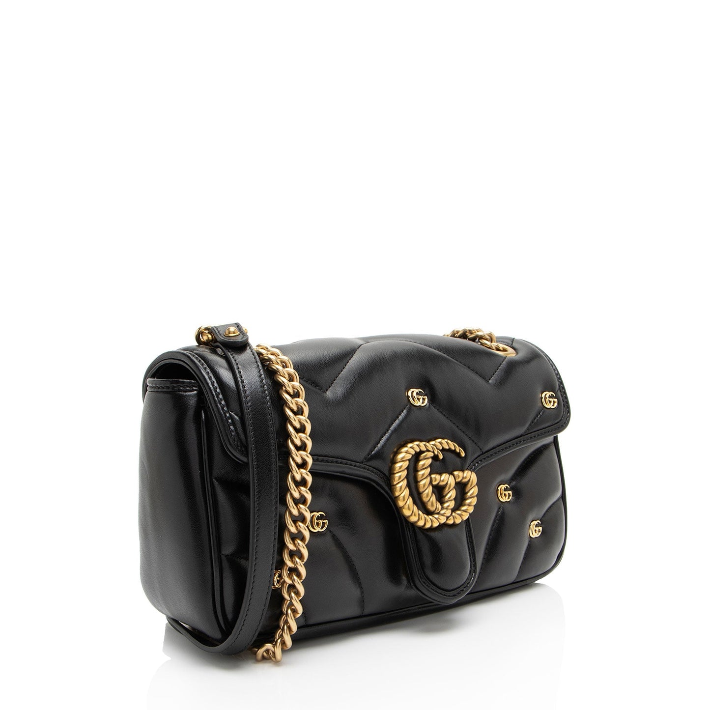 Gucci GG Marmont GG Studded Matelasse Leather Small Flap Crossbody Bag