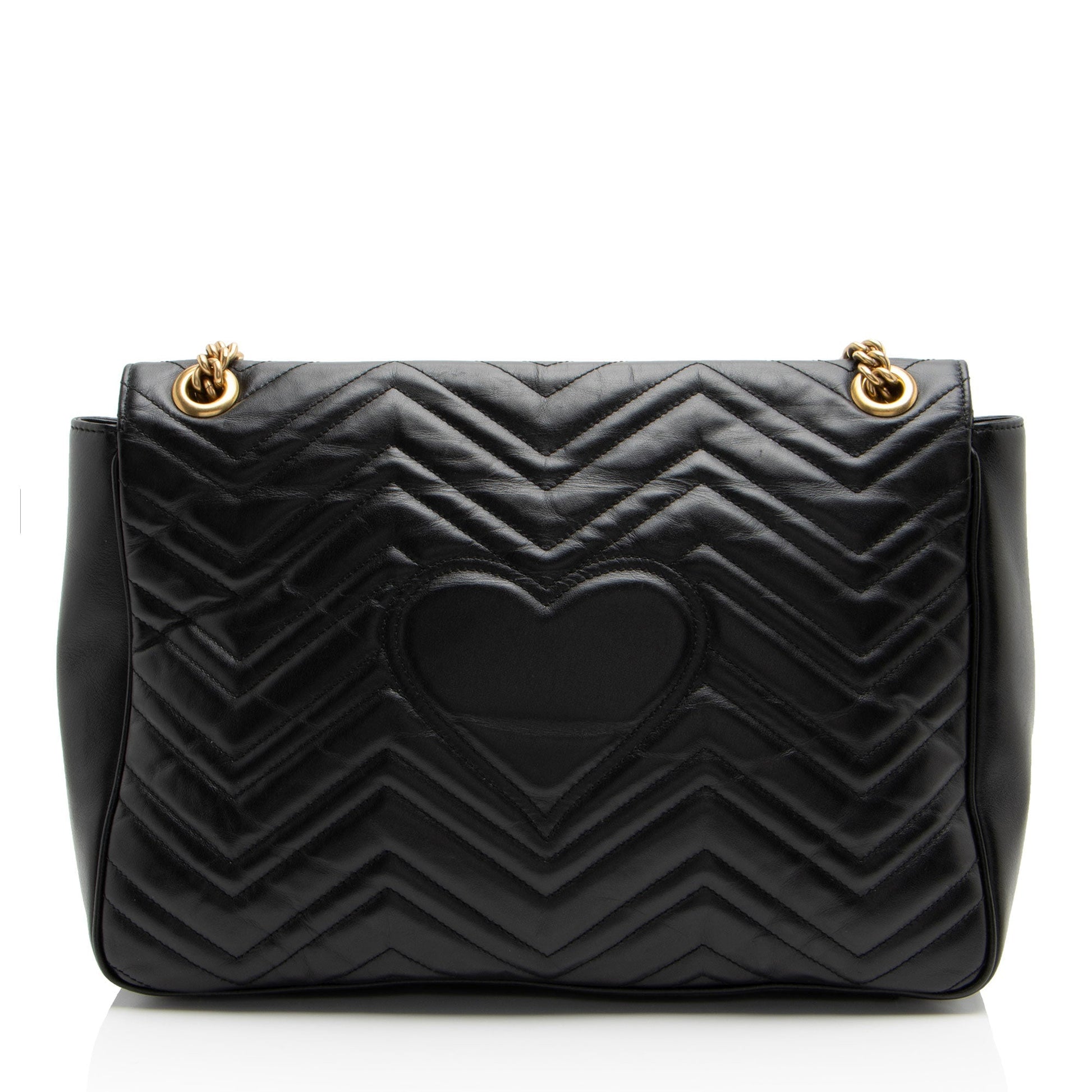 Gucci GG Marmont Flap Matelasse Leather Black Large Crossbody Bag