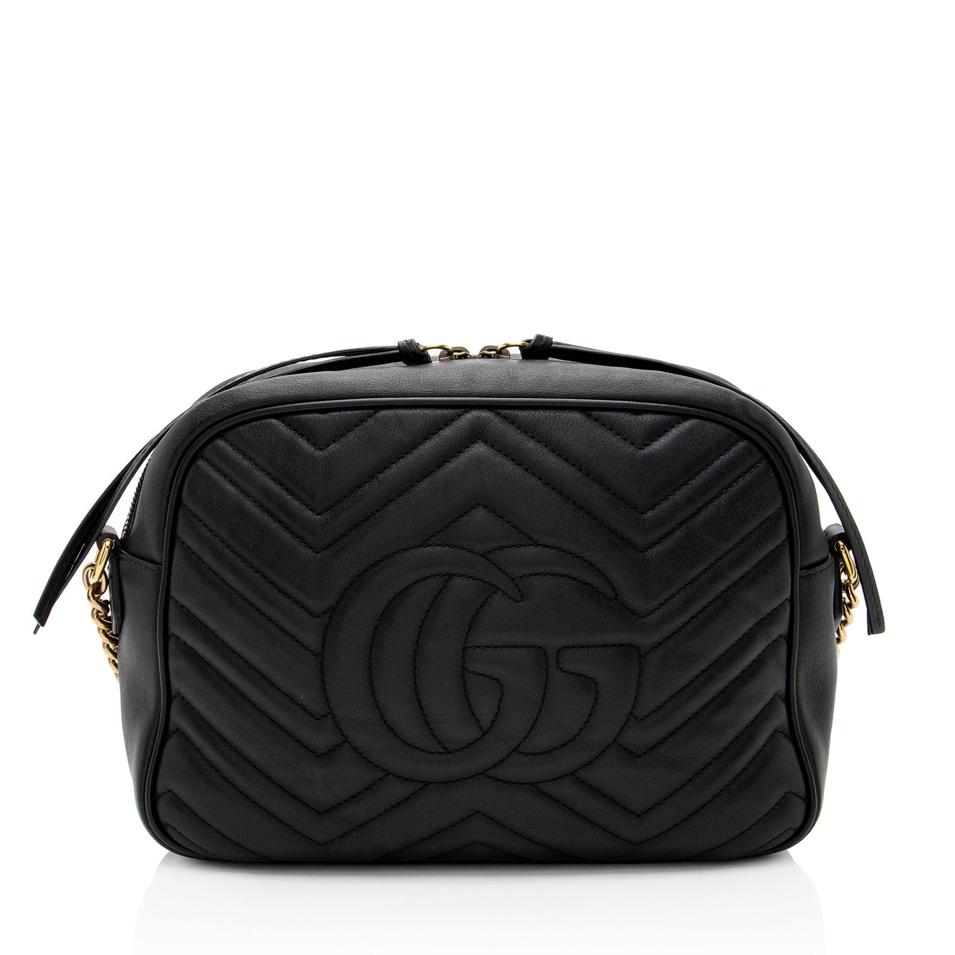 Gucci GG Marmont Camera Matelasse Leather Black Large Crossbody Bag