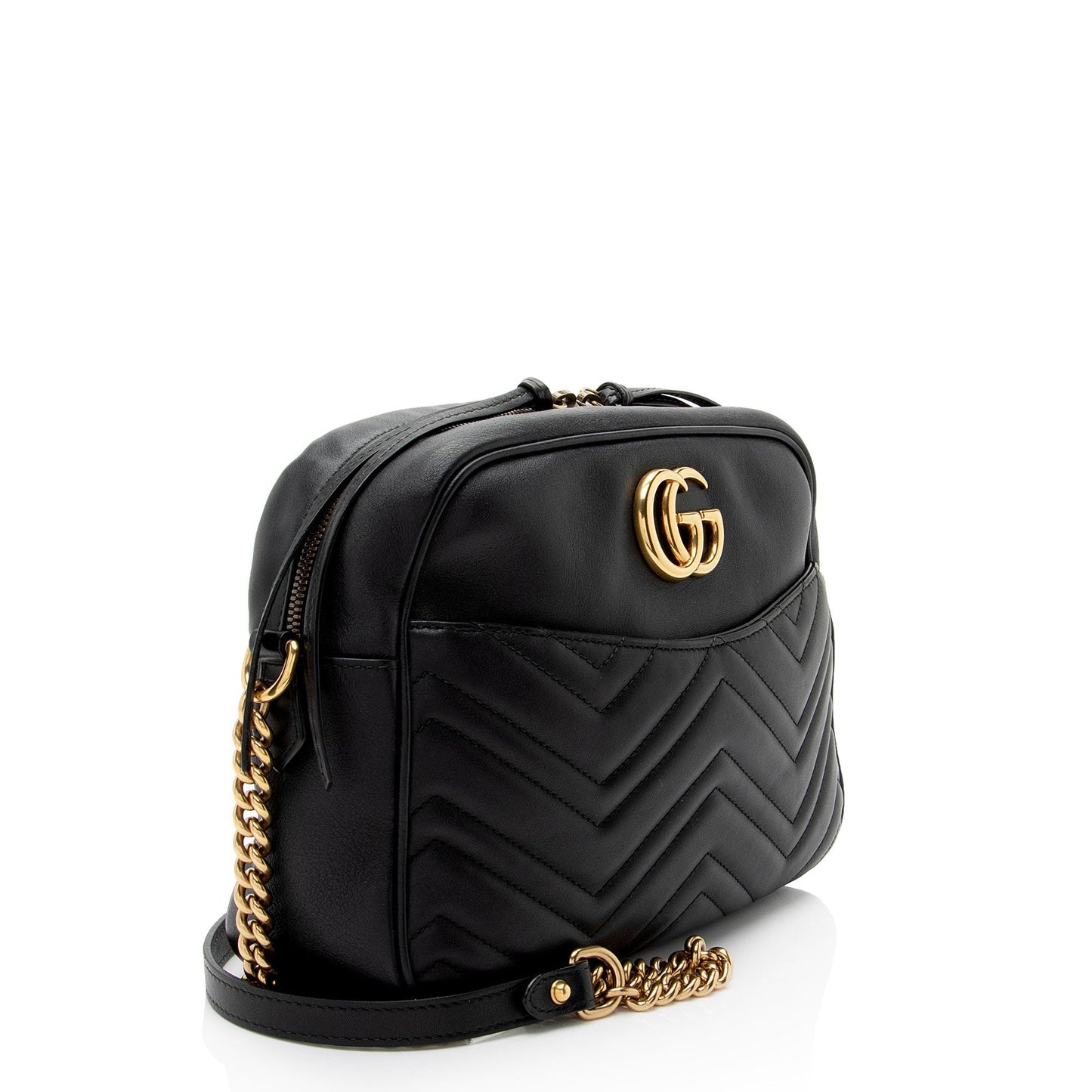 Gucci GG Marmont Camera Matelasse Leather Black Large Crossbody Bag