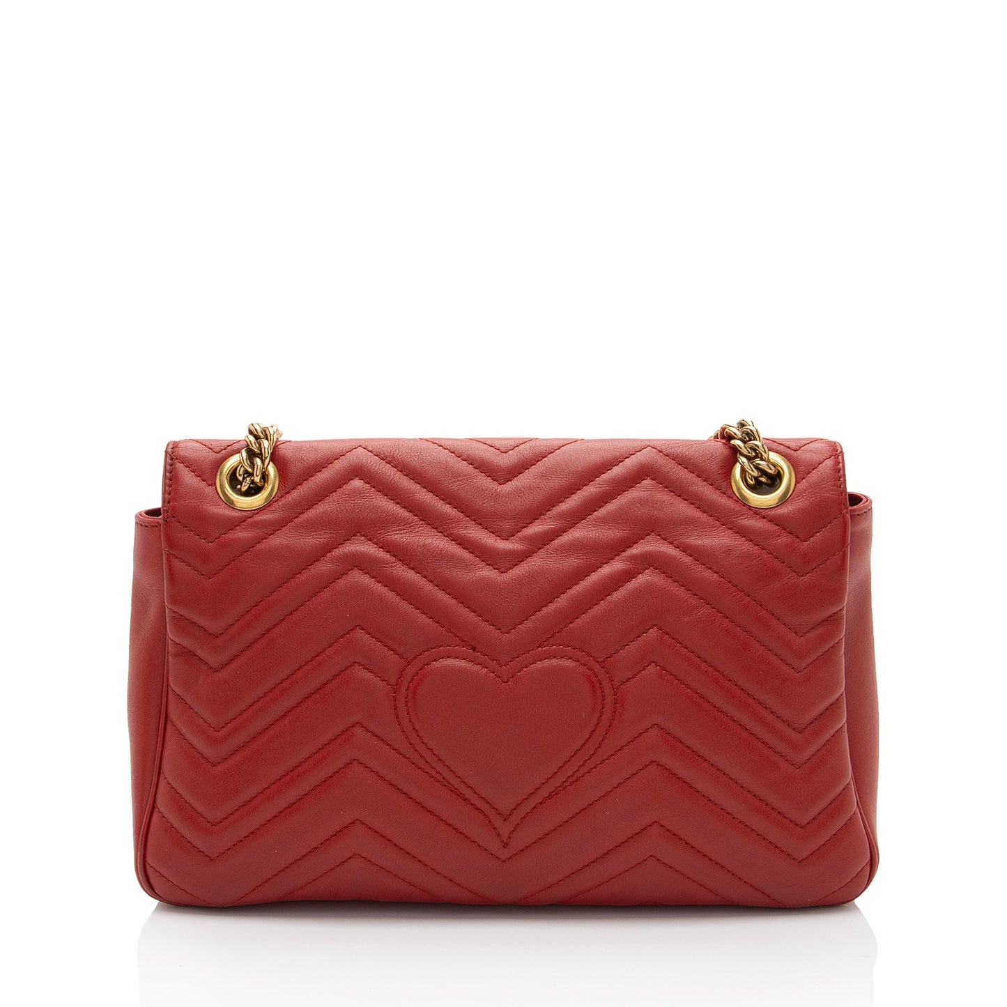 Gucci GG Marmont Flap Matelasse Leather Red Medium Crossbody Bag Shf Ucaefz