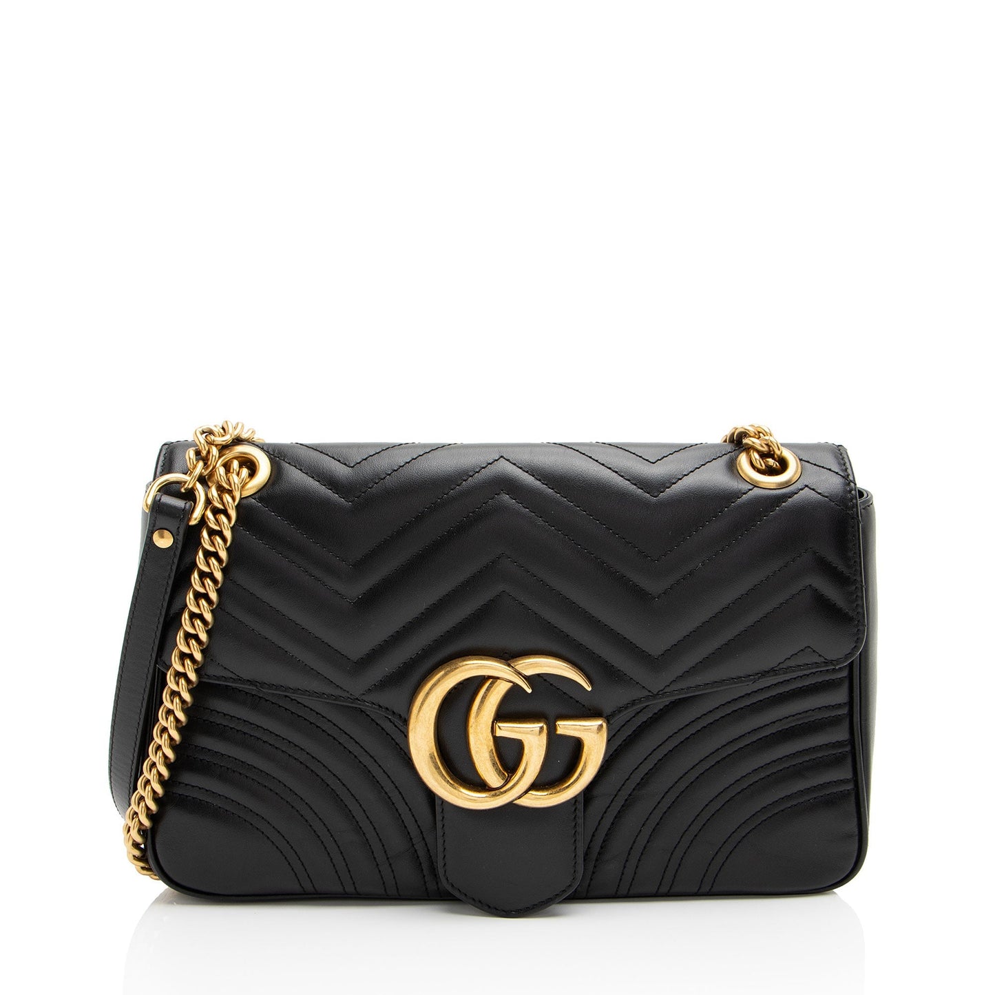 Gucci GG Marmont Flap SHF-Xorpjv Matelasse Leather Black Medium Crossbody Bag