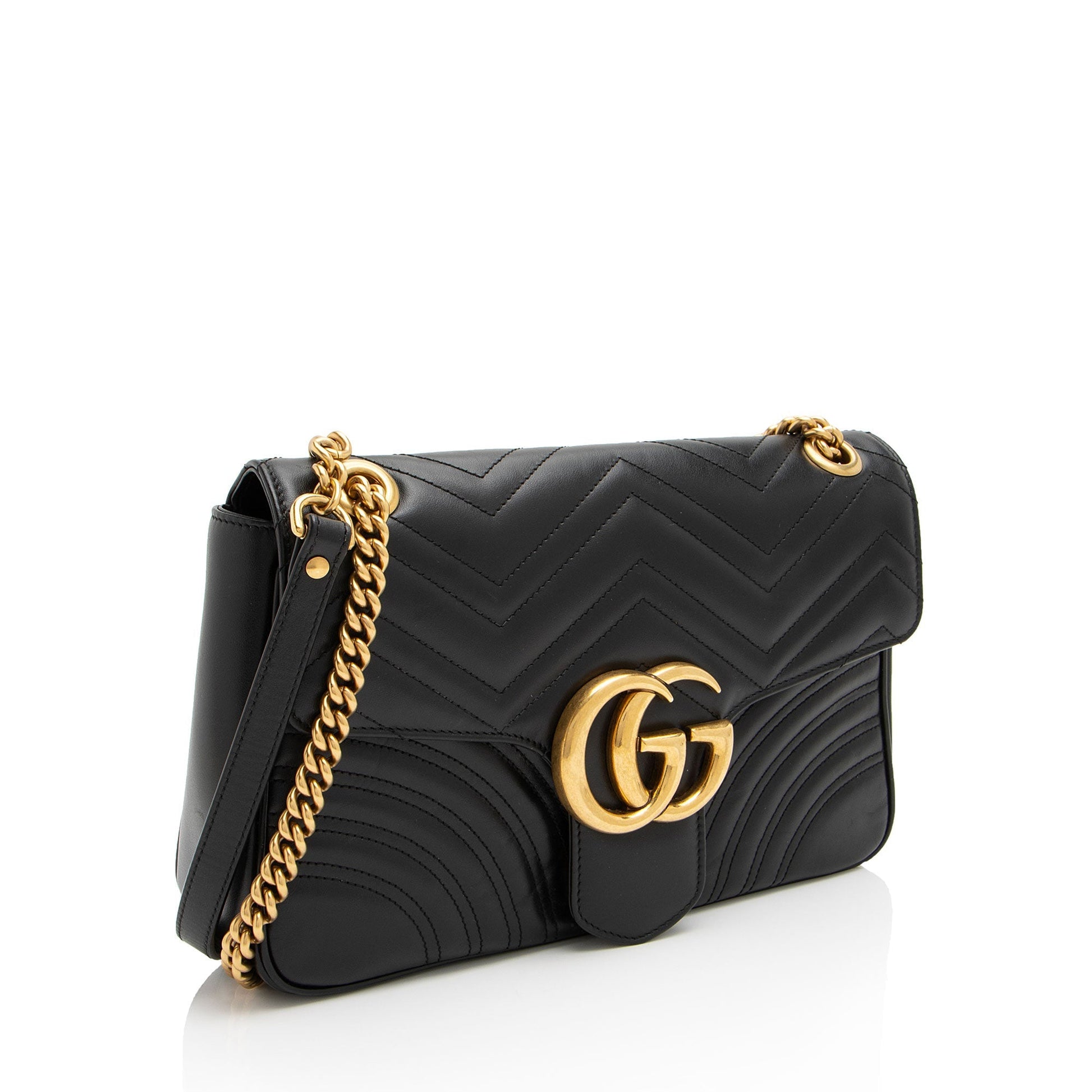 Gucci GG Marmont Flap SHF-Xorpjv Matelasse Leather Black Medium Crossbody Bag