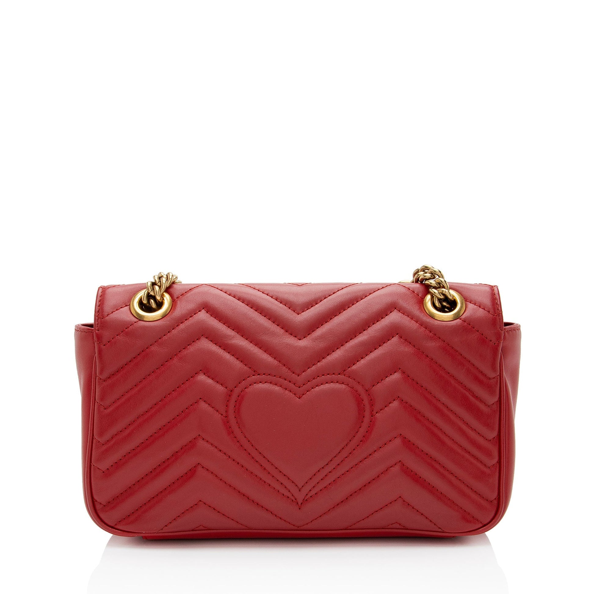 Gucci GG Marmont Flap Matelasse Leather Red Medium Crossbody Bag