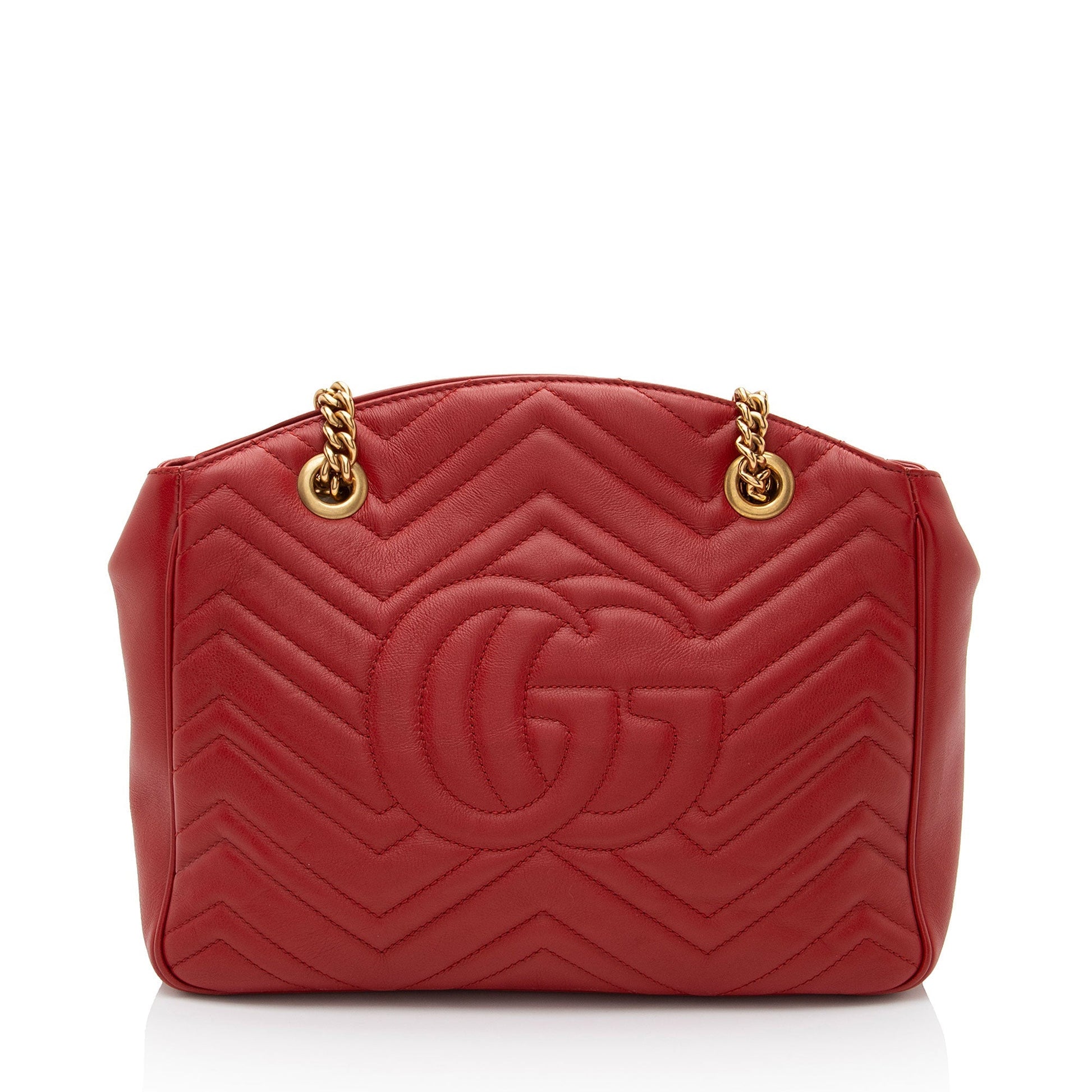 Gucci GG Marmont Open Matelasse Leather Red Medium Shoulder Bag
