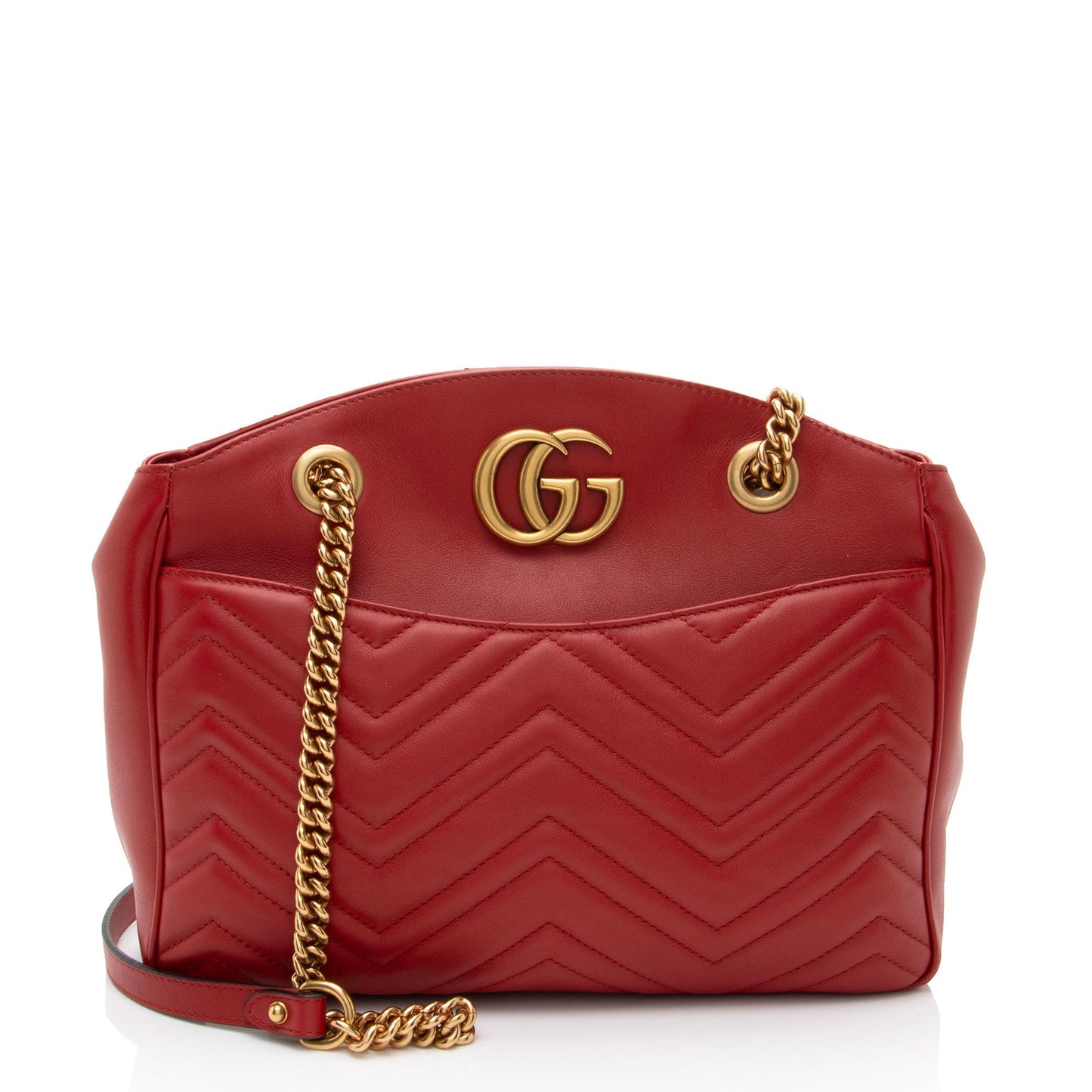 Gucci GG Marmont Open Matelasse Leather Red Medium Shoulder Bag
