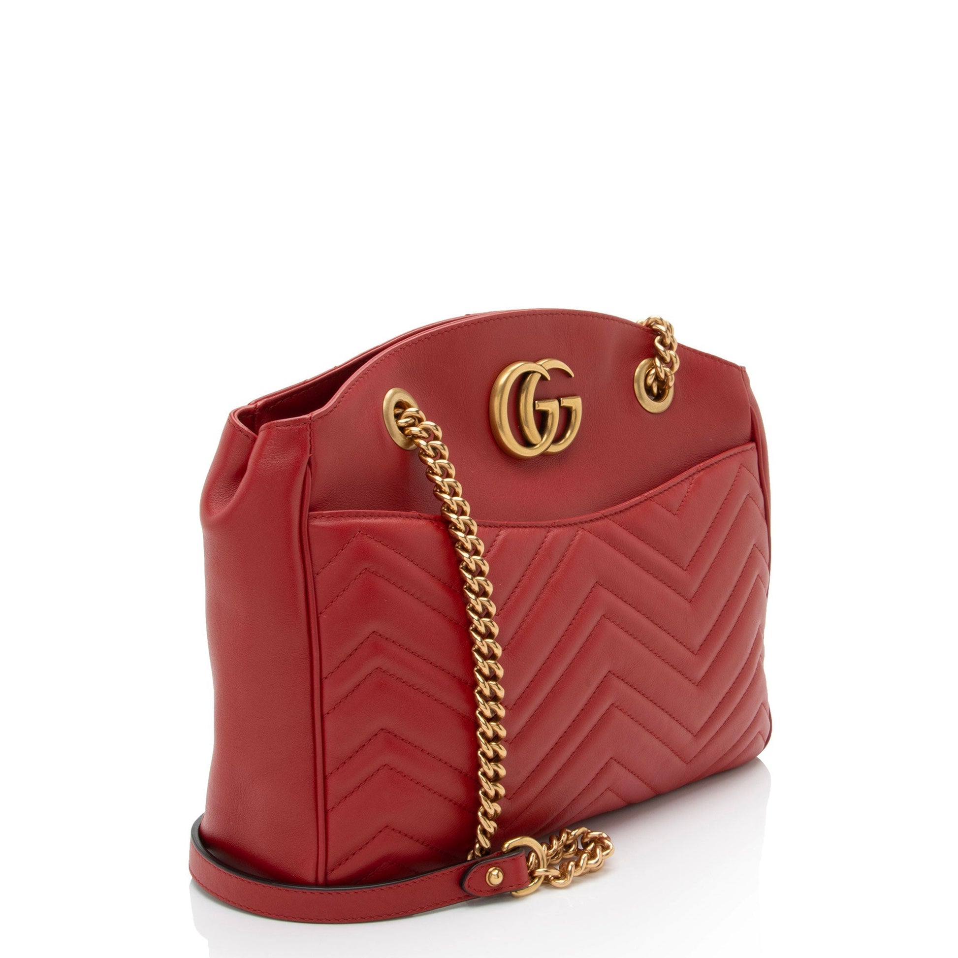 Gucci GG Marmont Open Matelasse Leather Red Medium Shoulder Bag