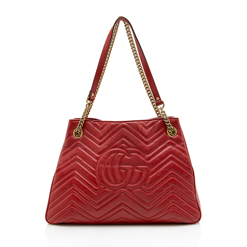 Gucci GG Marmont SHF Matelasse Leather Red Medium Shoulder Bag