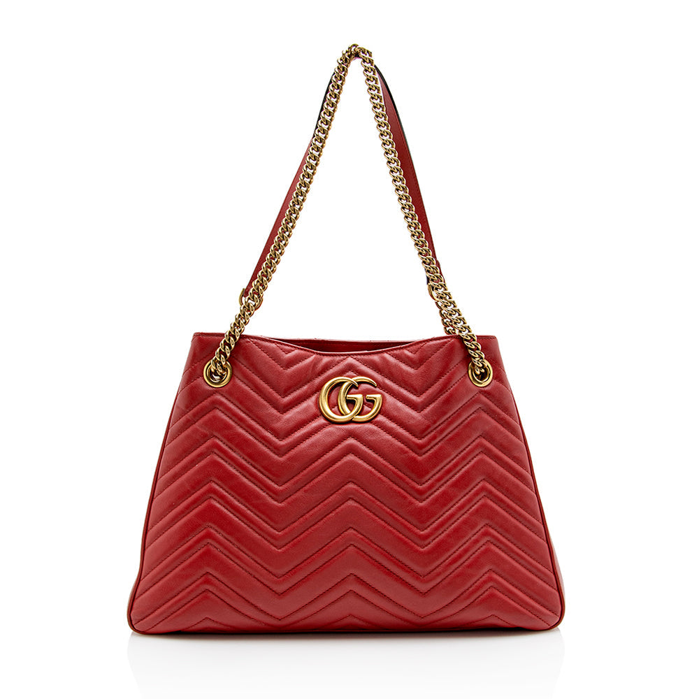 Gucci GG Marmont SHF Matelasse Leather Red Medium Shoulder Bag