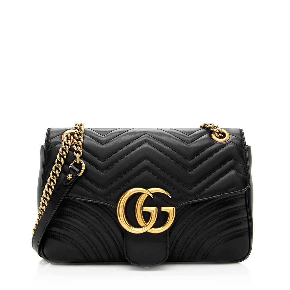Gucci GG Marmont SHF Matelasse Leather Black Medium Crossbody Bag 4