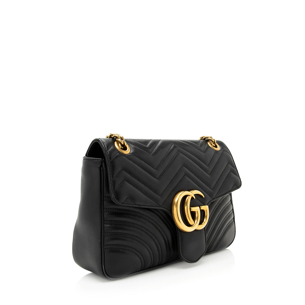 Gucci GG Marmont SHF Matelasse Leather Black Medium Crossbody Bag 4