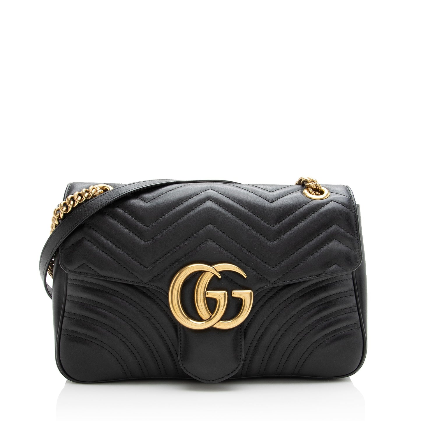 Gucci GG Marmont SHF Matelasse Leather Black Medium Crossbody Bag