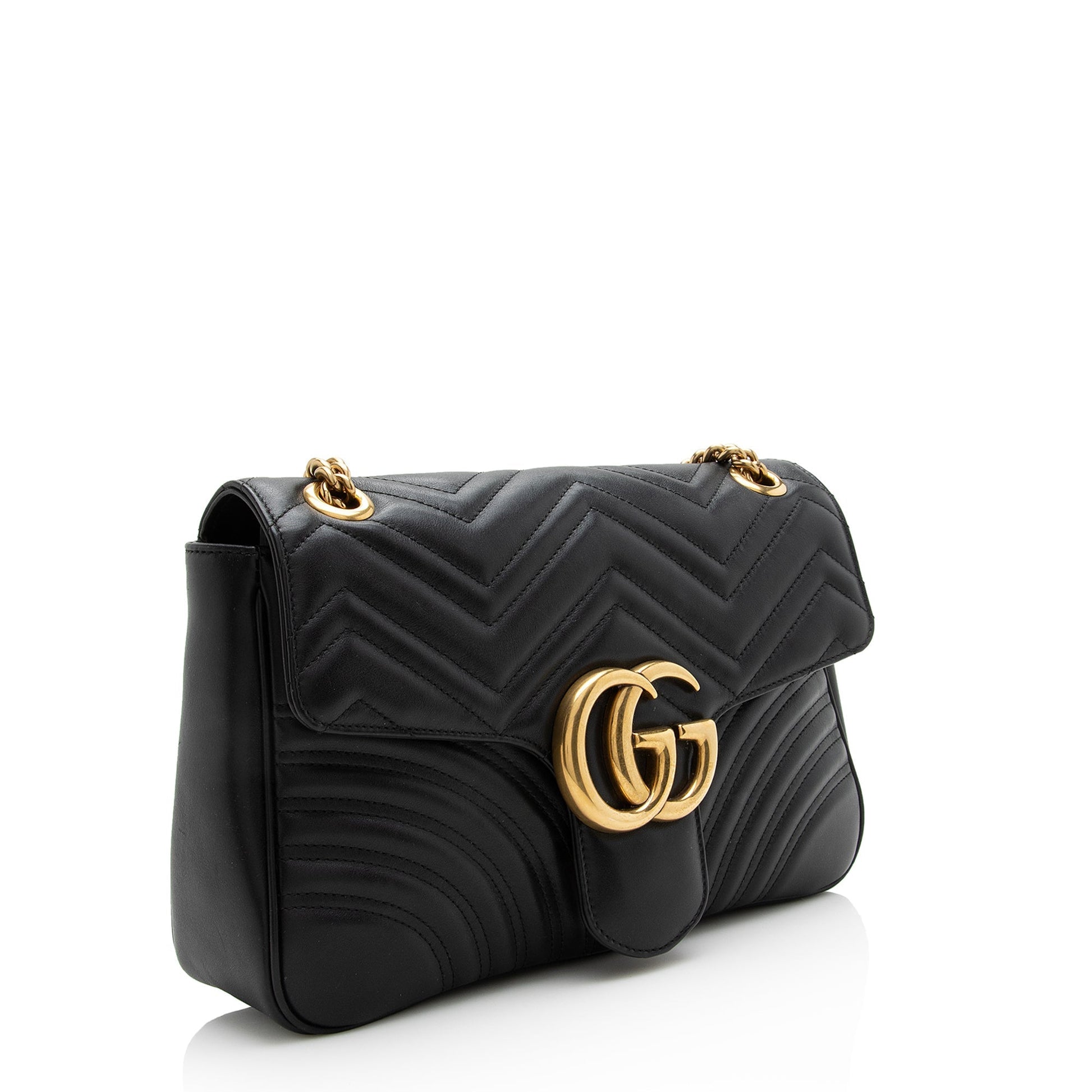 Gucci GG Marmont SHF Matelasse Leather Black Medium Crossbody Bag
