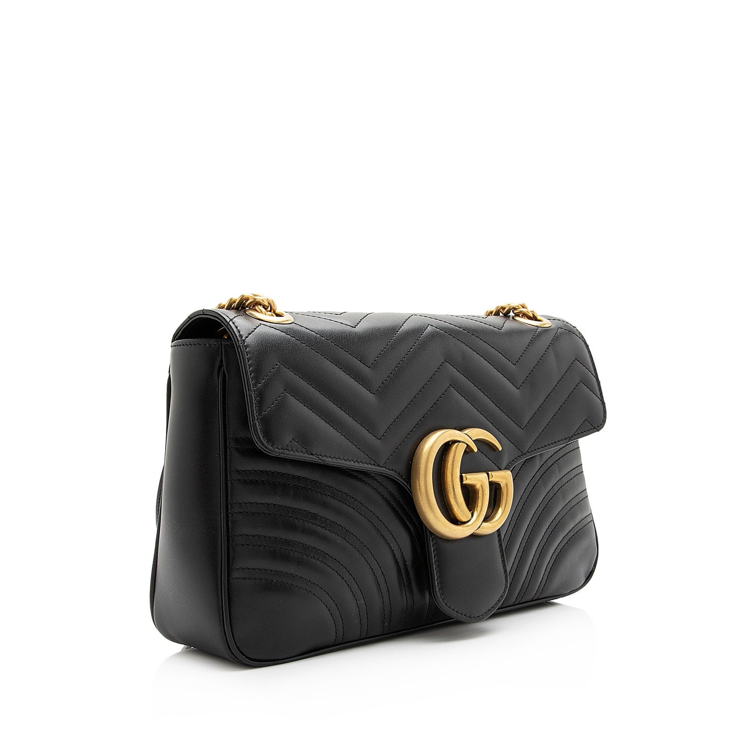 Gucci GG Marmont SHF Matelasse Leather Black Medium Crossbody Bag Bag Shf