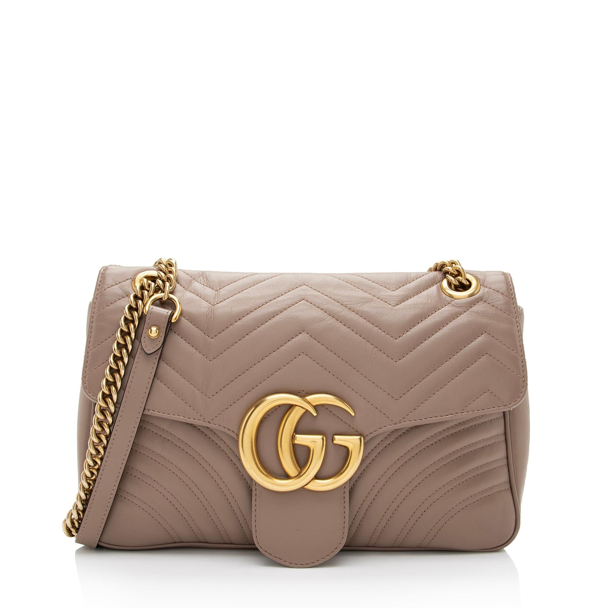 Gucci GG Marmont Flap SHF-tSeuq4 Matelasse Leather Brown Medium Crossbody Bag