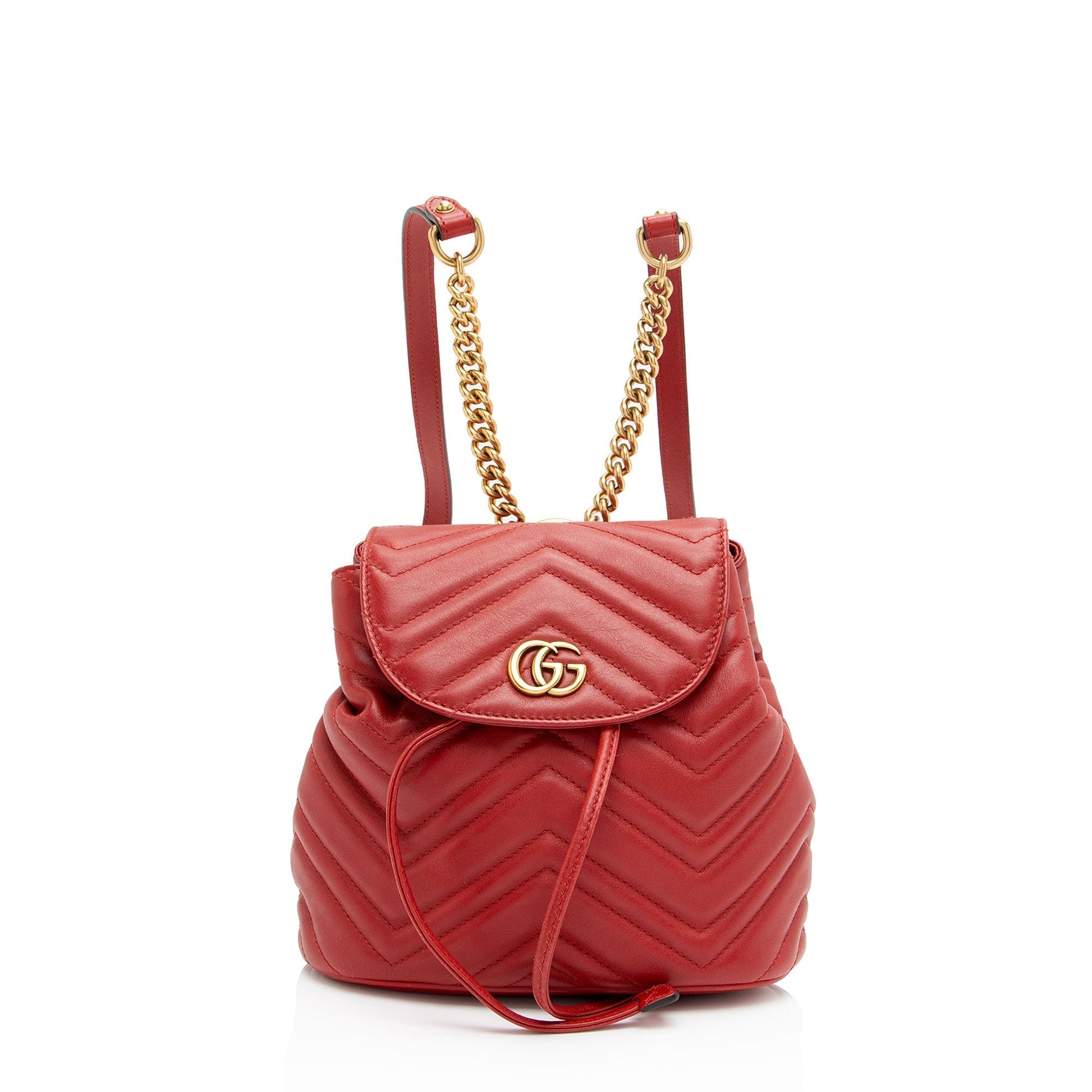 Gucci GG Marmont Backpack SHF-QNu94U Matelasse Leather Red Mini Shoulder Bag