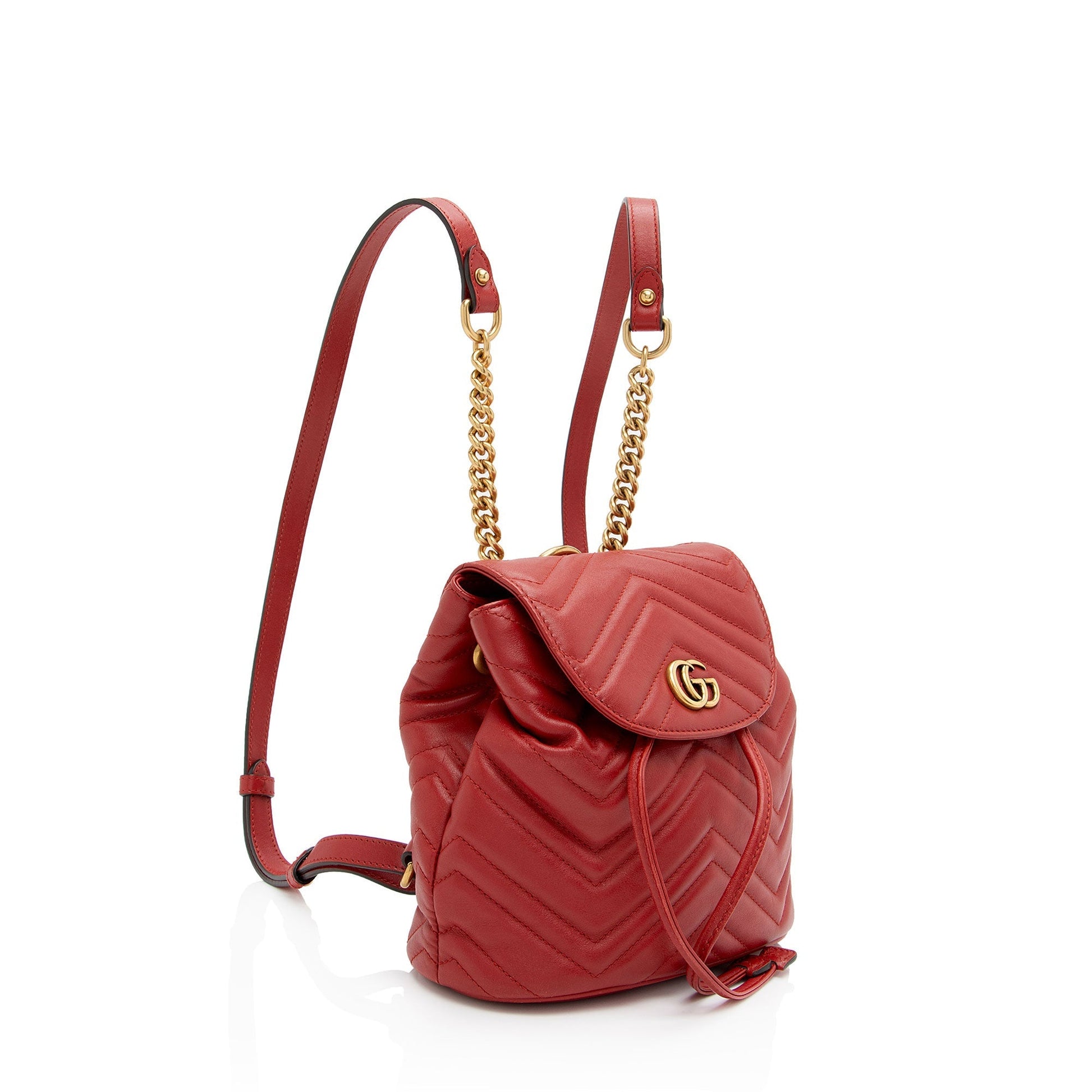Gucci GG Marmont Backpack SHF-QNu94U Matelasse Leather Red Mini Shoulder Bag