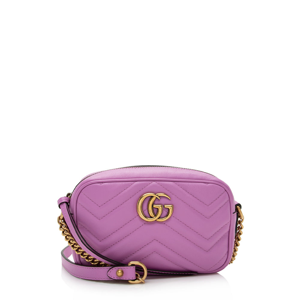Gucci GG Marmont SHF Matelasse Leather Pink Mini Crossbody Bag