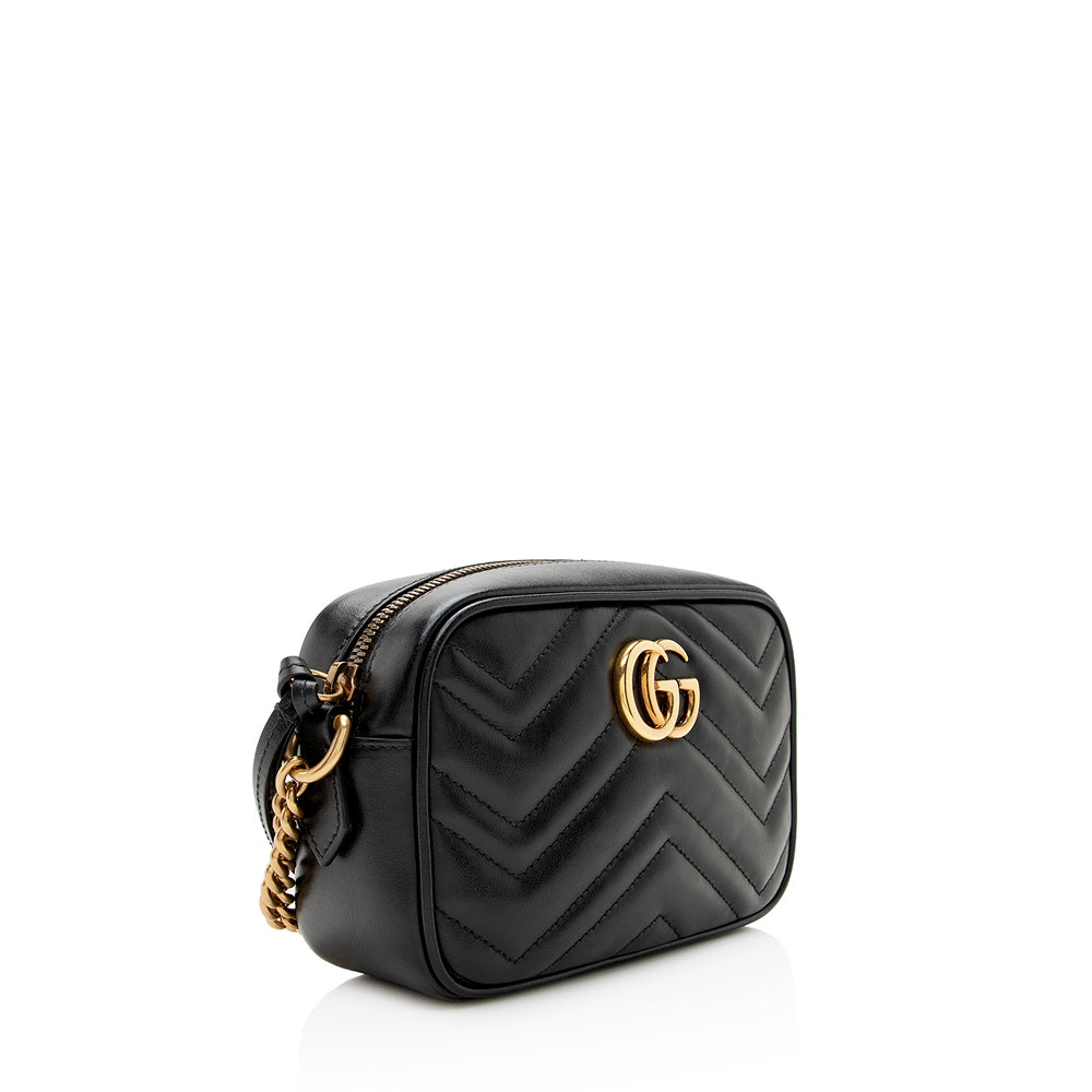 Gucci GG Marmont SHF Matelasse Leather Black Mini Crossbody Bag Bag Shf