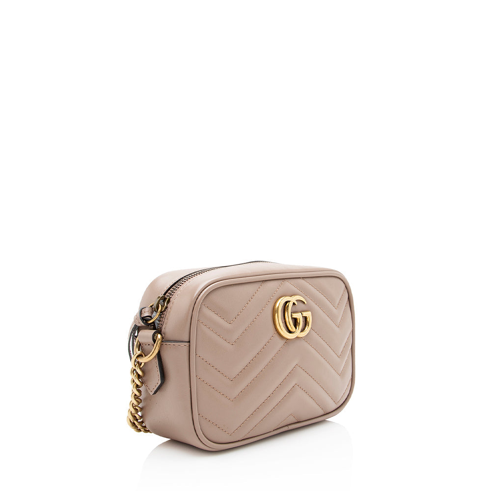 Gucci GG Marmont SHF Matelasse Leather Beige Mini Crossbody Bag