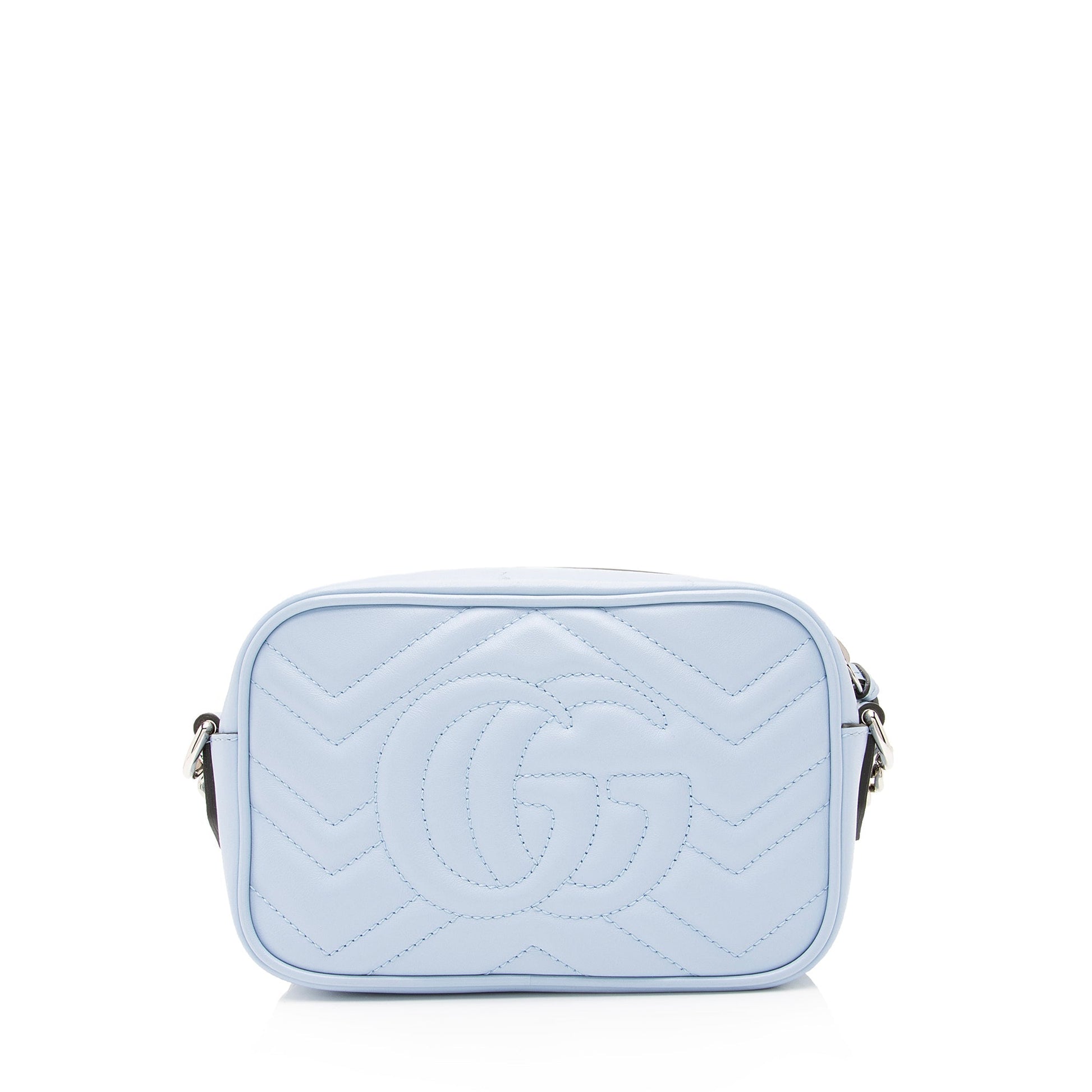 Gucci GG Marmont SHF Matelasse Leather Blue Mini Crossbody Bag